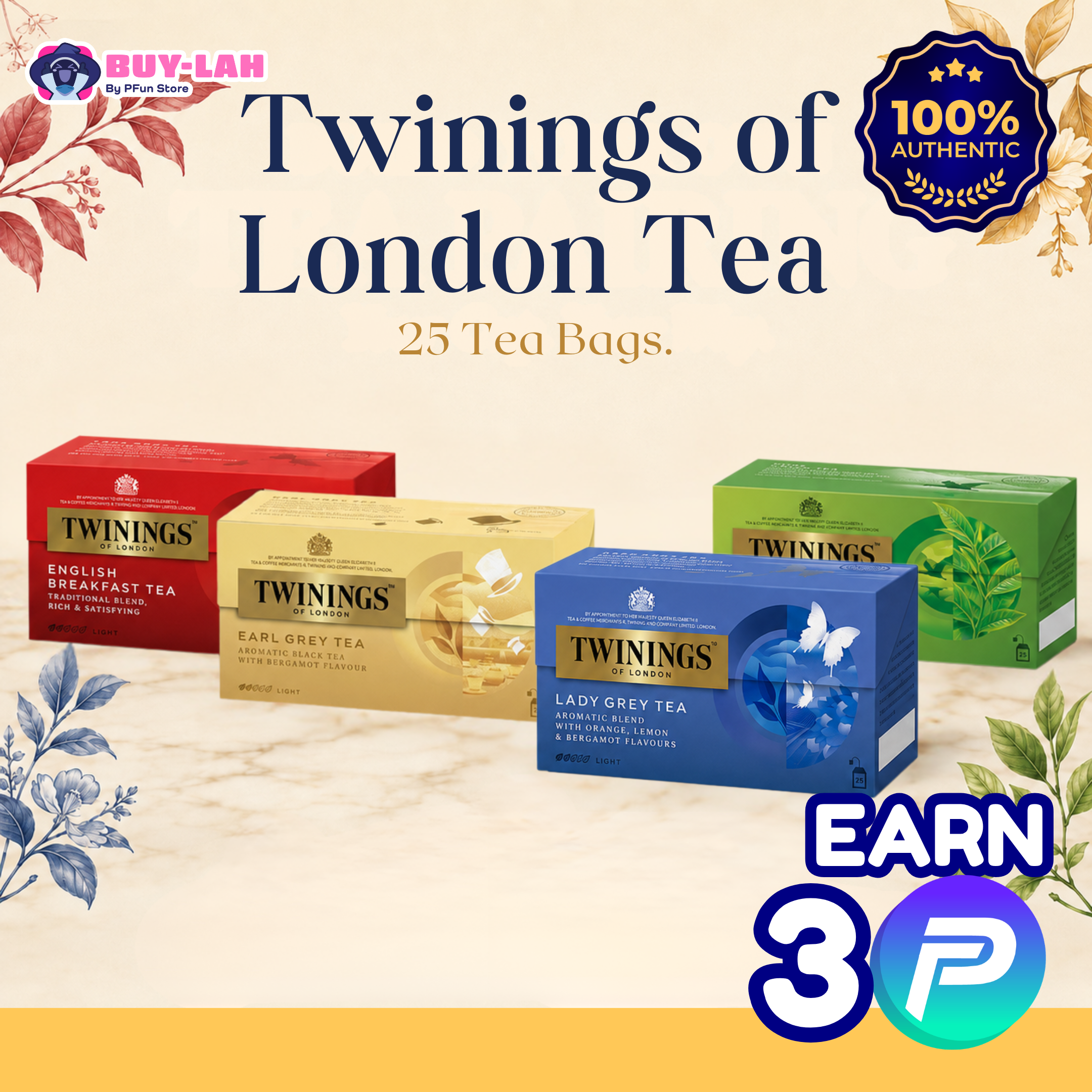  Twinings of London Tea (25 Tea Bags )