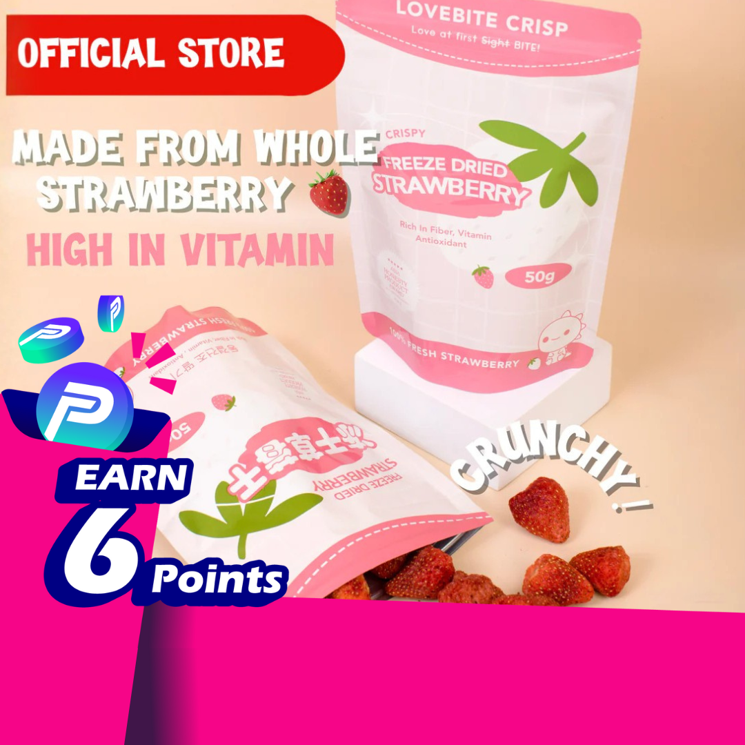 LoveBite Crisp Freeze dried TRIO STRAWBERRY 한국 말린 딸기 🍓 [50G] 