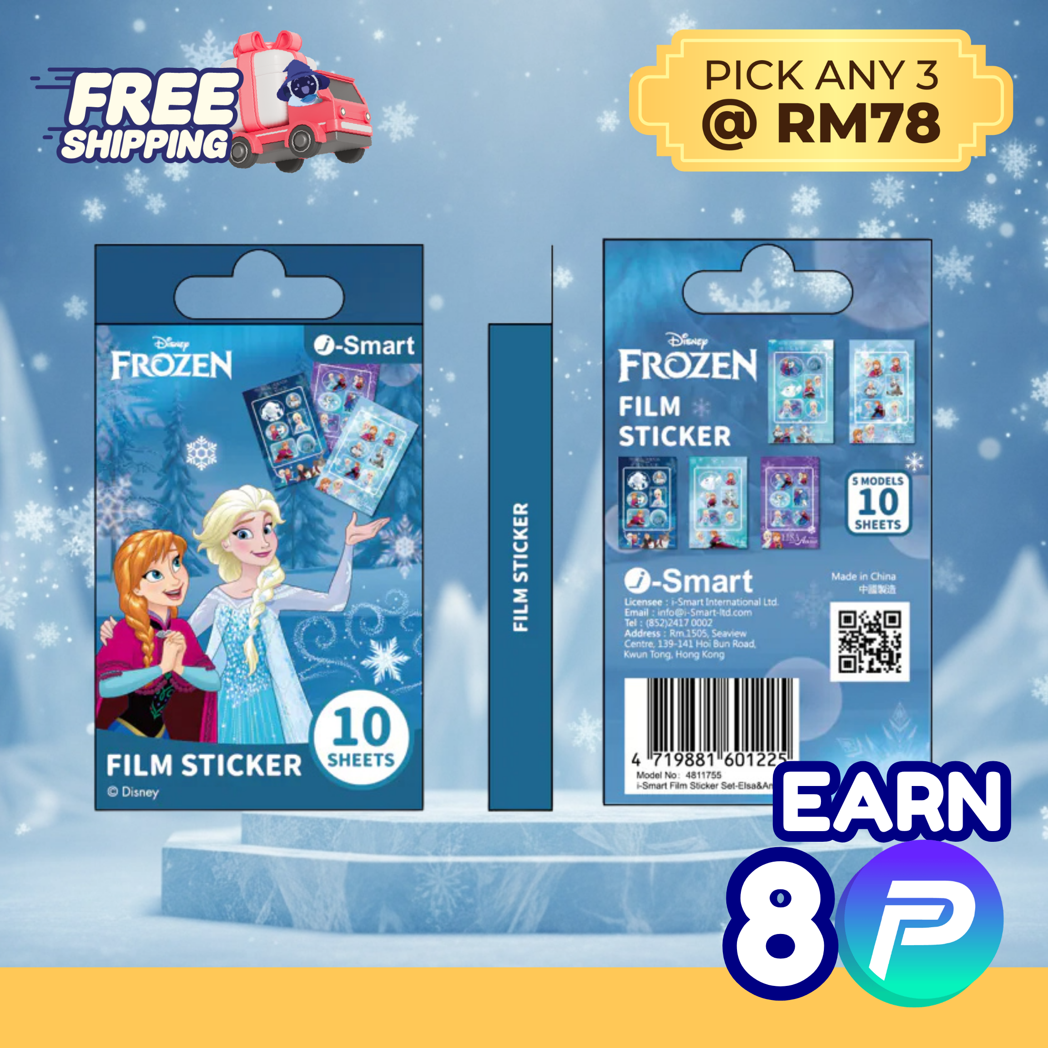 i-Smart Disney Frozen Instax Mini Film Stickers — 10 Sheets (5 Designs × 2)— Free Shipping