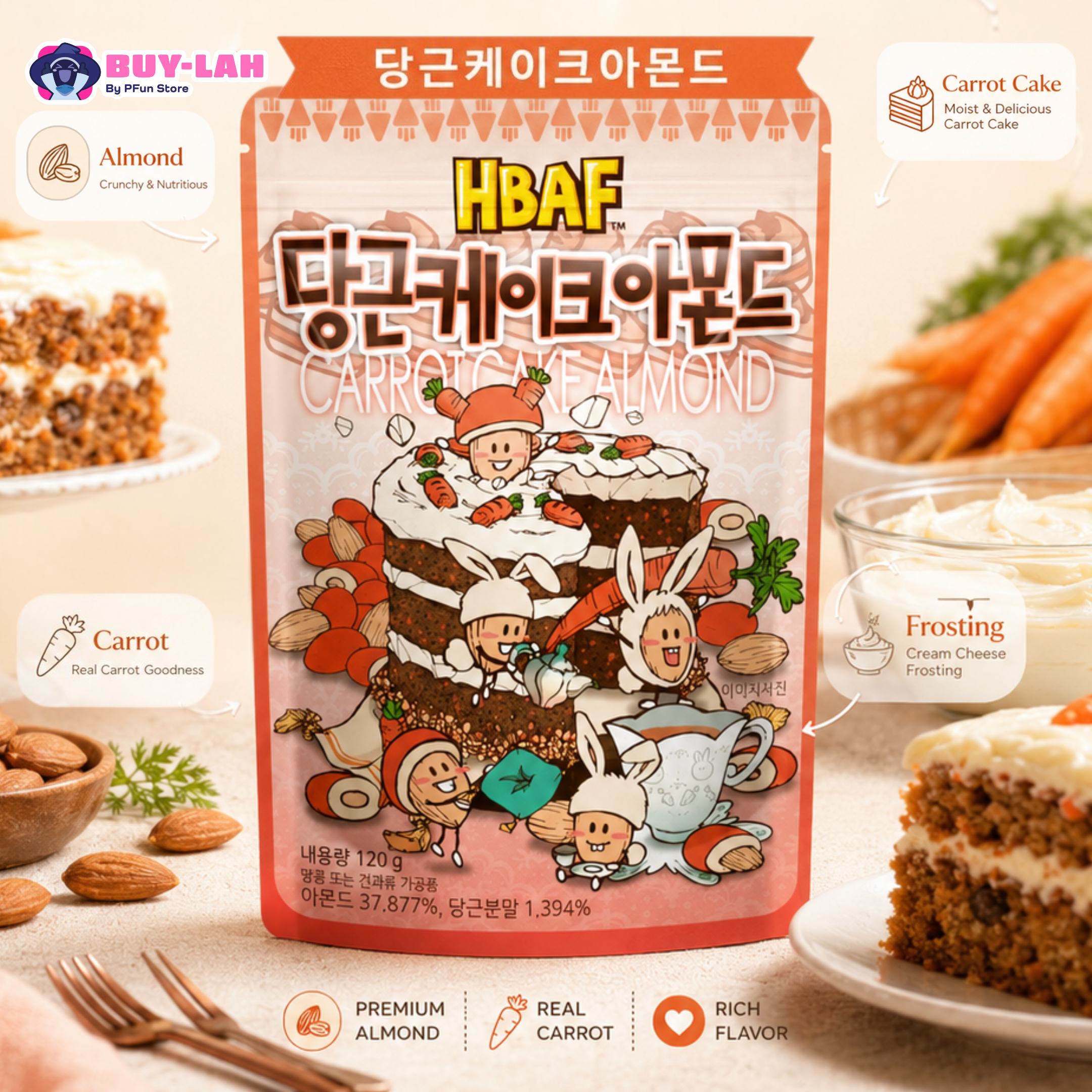HBAF Carrot Cake Almond (120g)