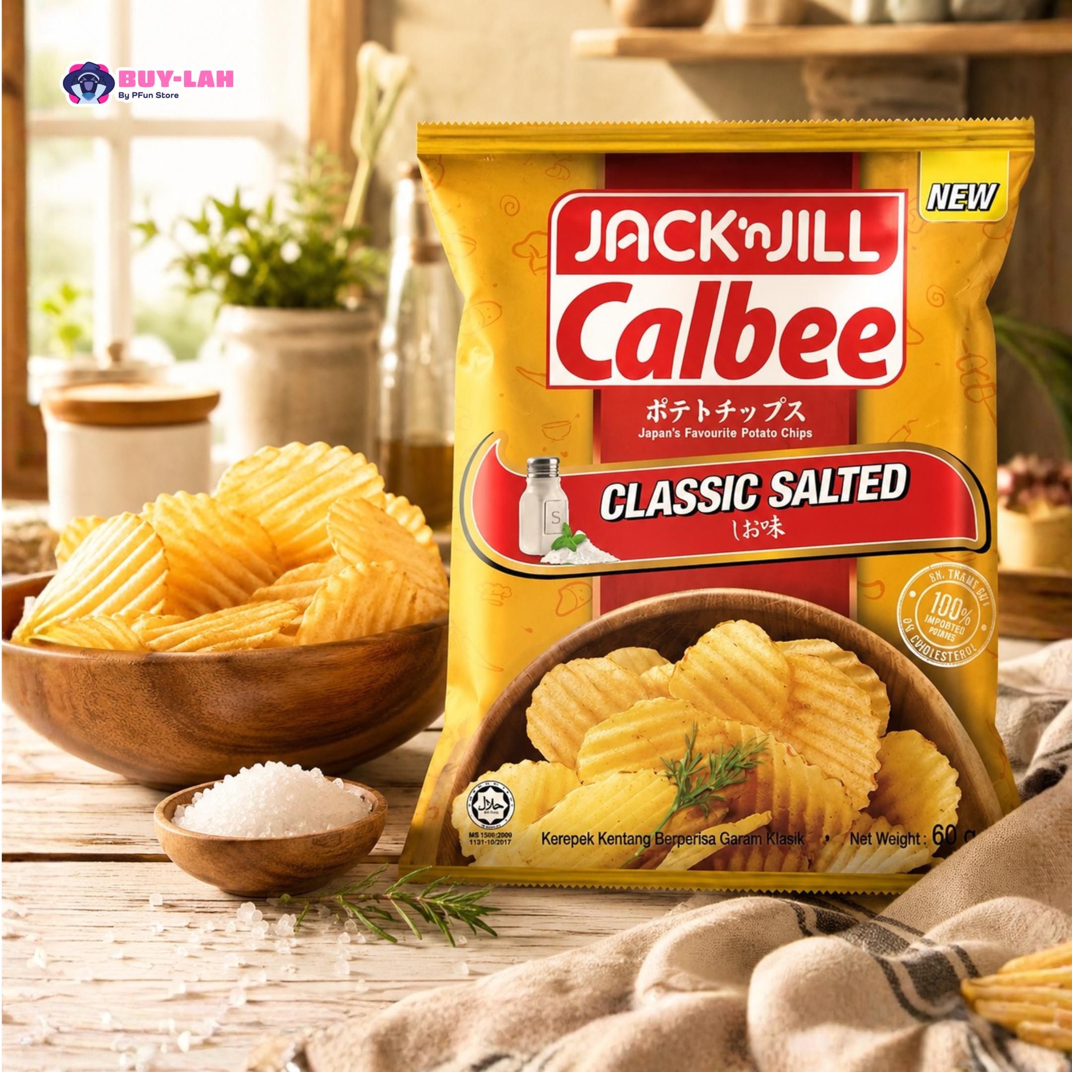 Jack 'n Jill Calbee Potato Chips Classic Salted 60g 