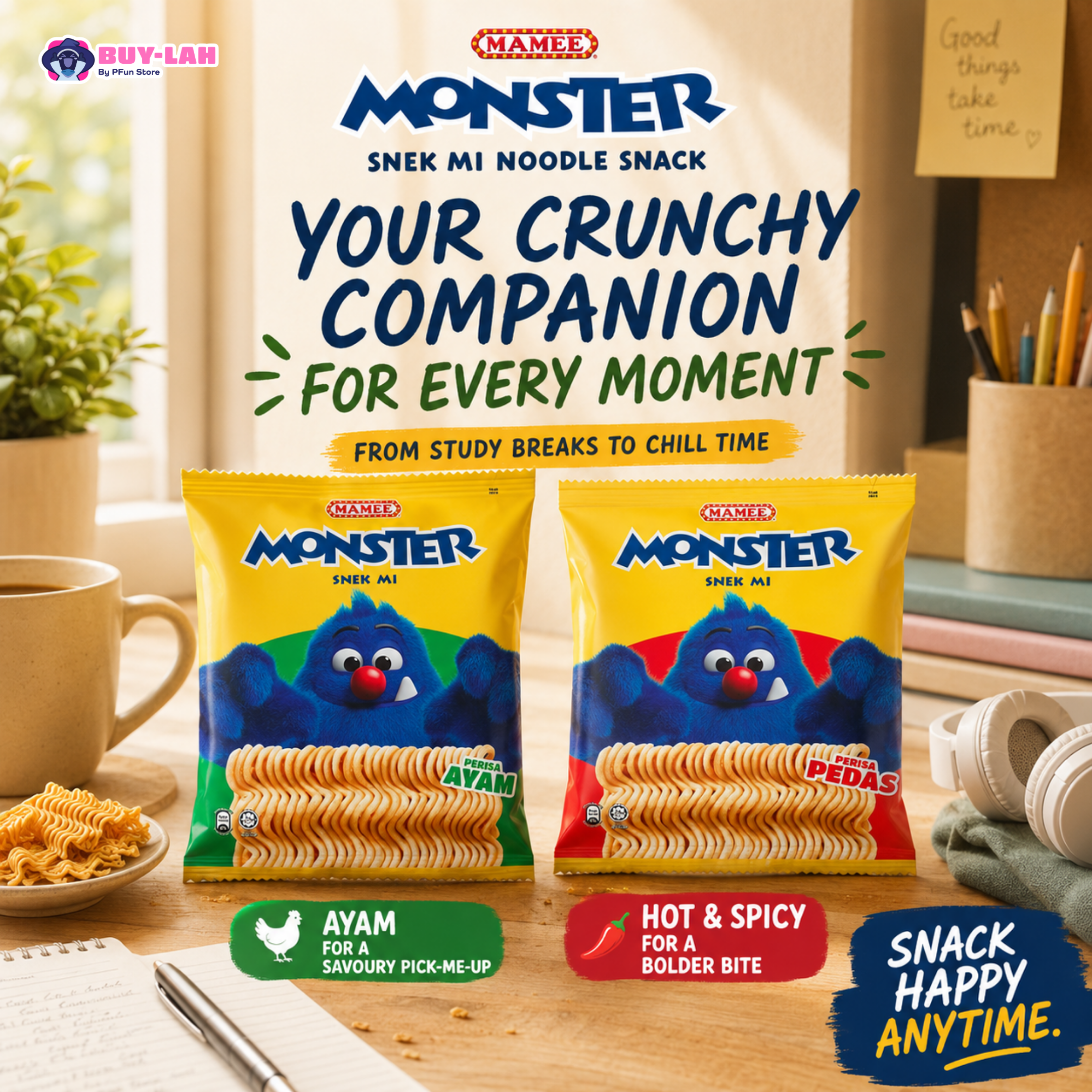 Mamee Monster Mix Pack — 3 Flavours (24 Packs)