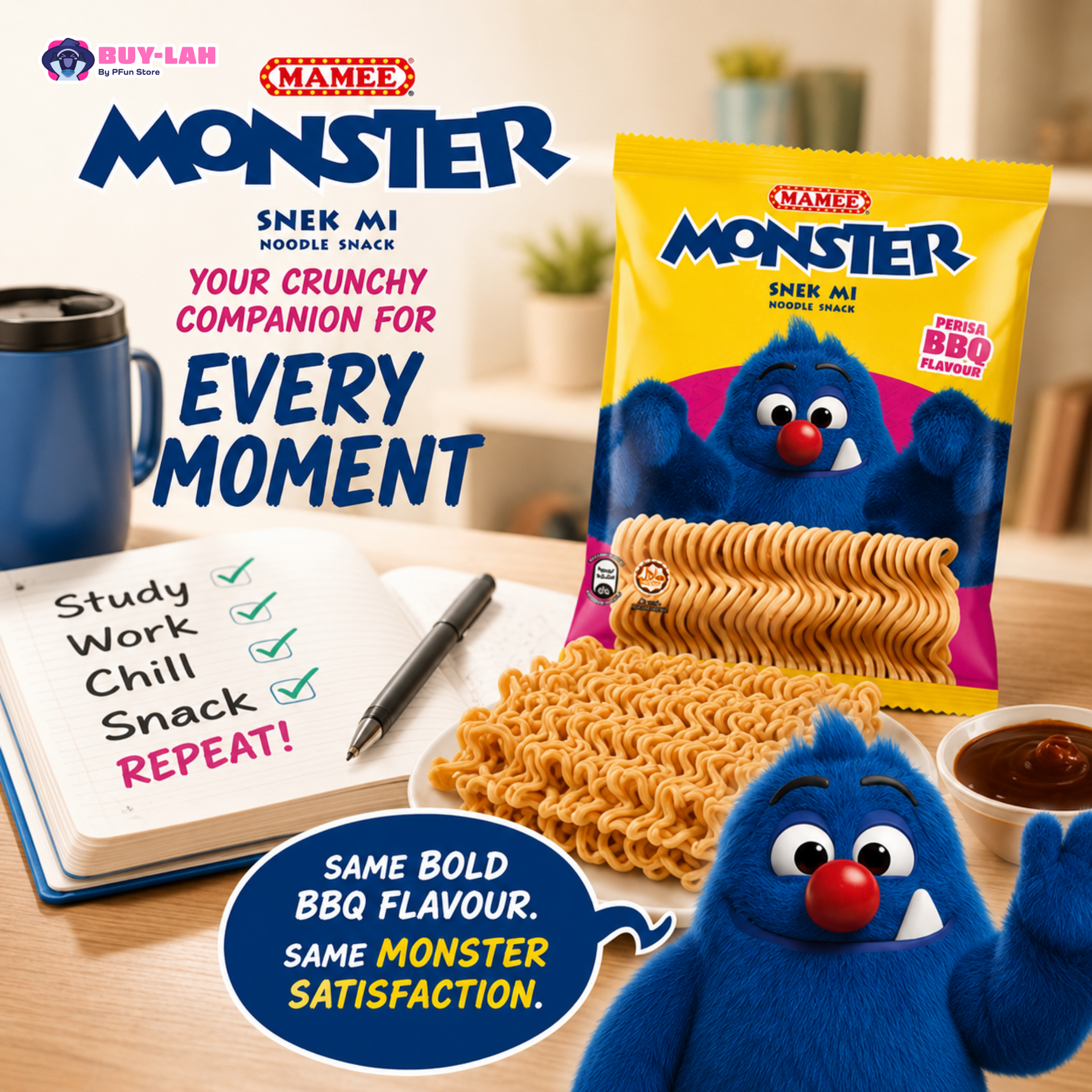 Mamee Monster Mix Pack — 3 Flavours (24 Packs)