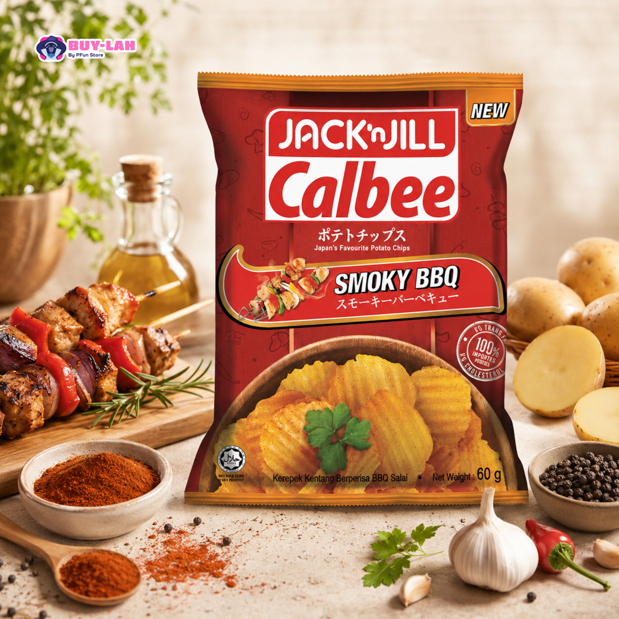 Jack 'n Jill Calbee Potato Chips Smoky BBQ 60g