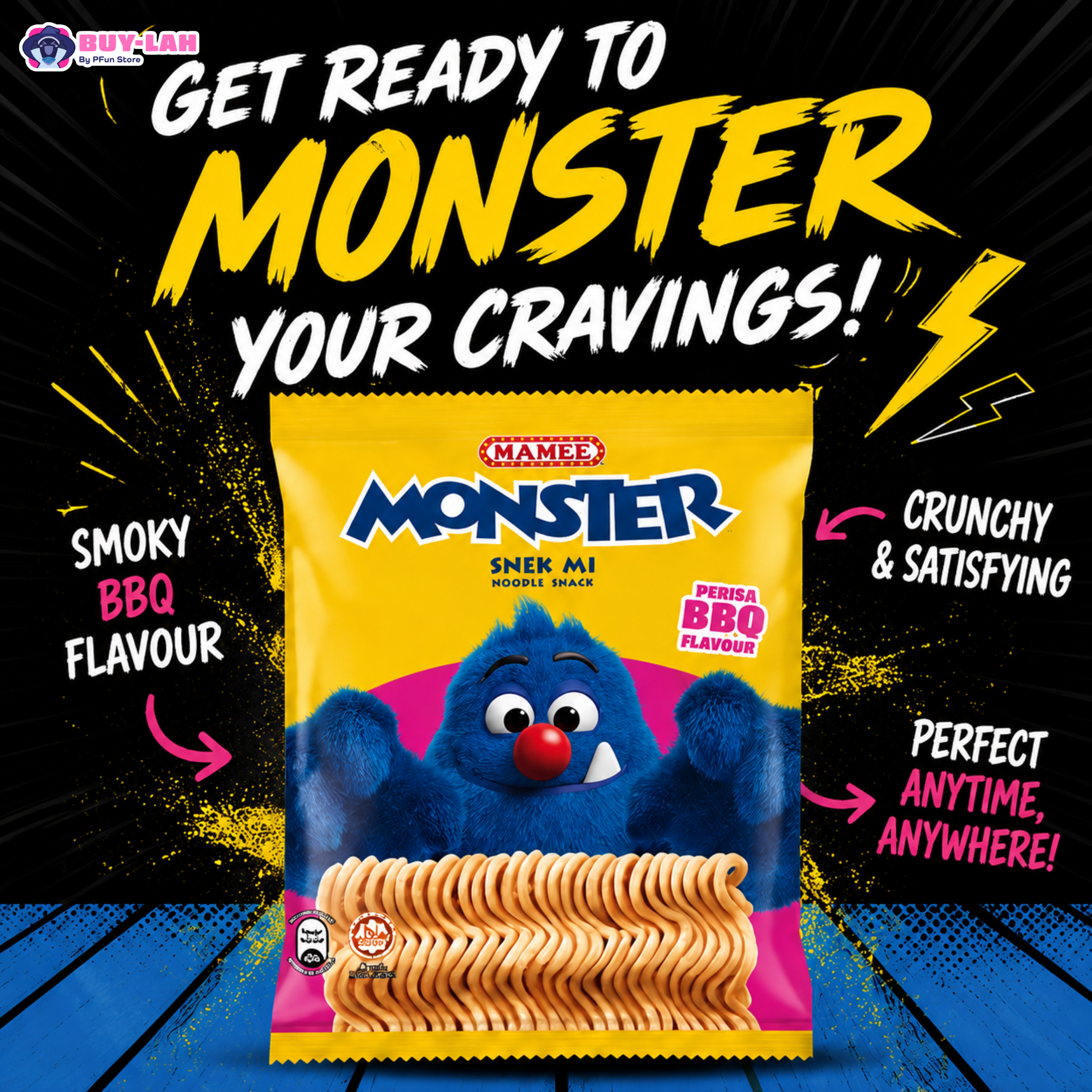 Mamee Monster Mix Pack — 3 Flavours (24 Packs)
