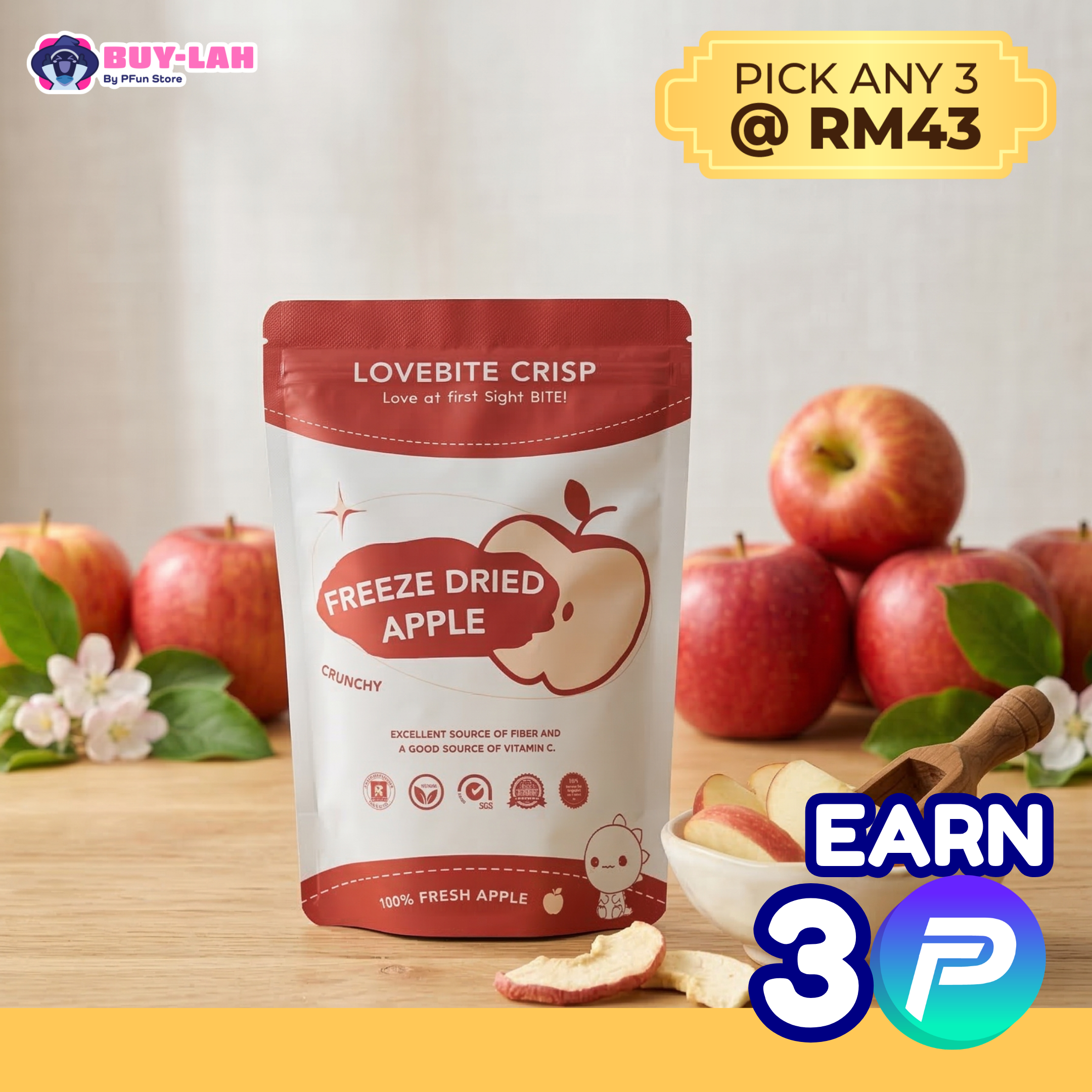 LoveBite Crisp Freeze Dried Apple🍎[40g]