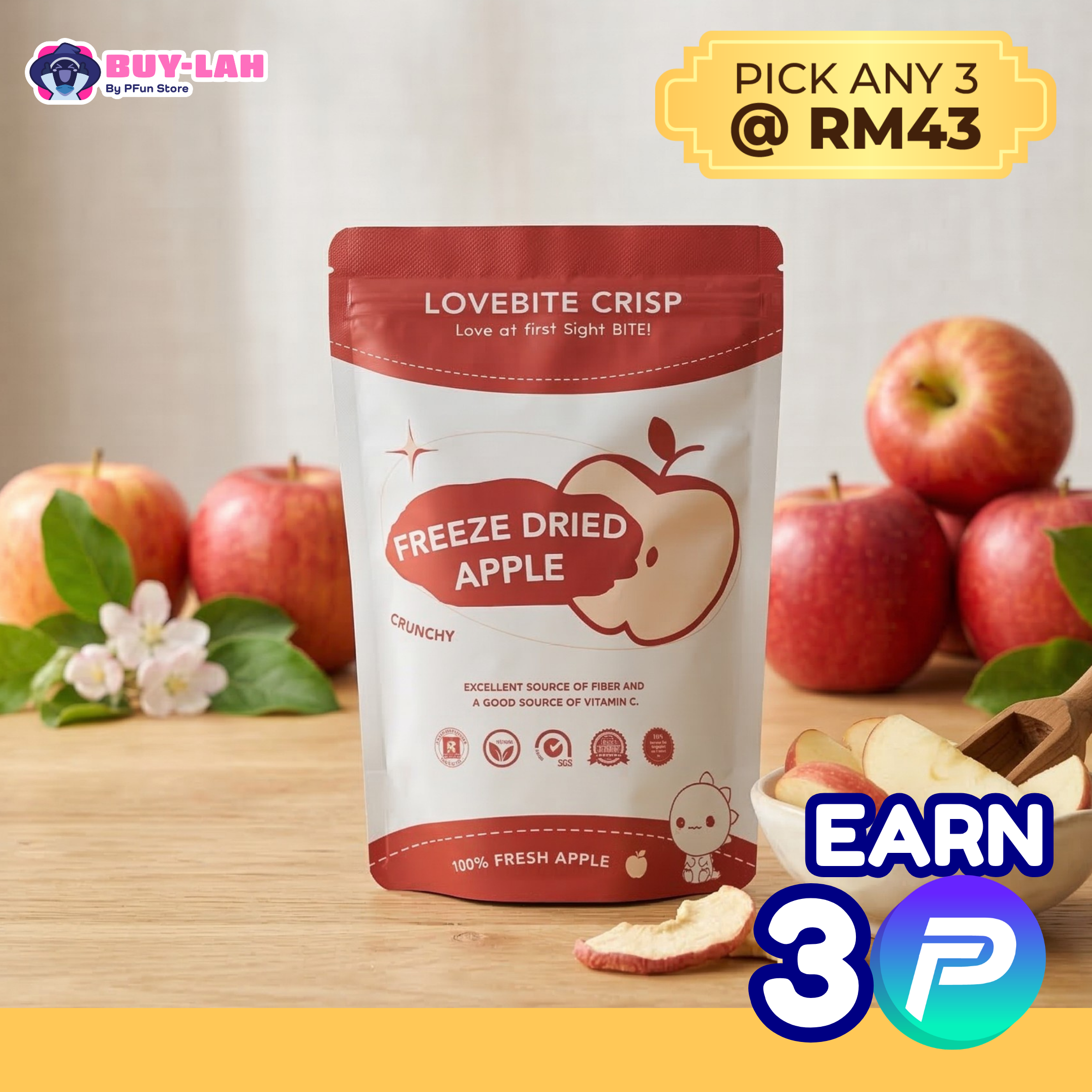 LoveBite Crisp Freeze Dried Apple🍎[40g]