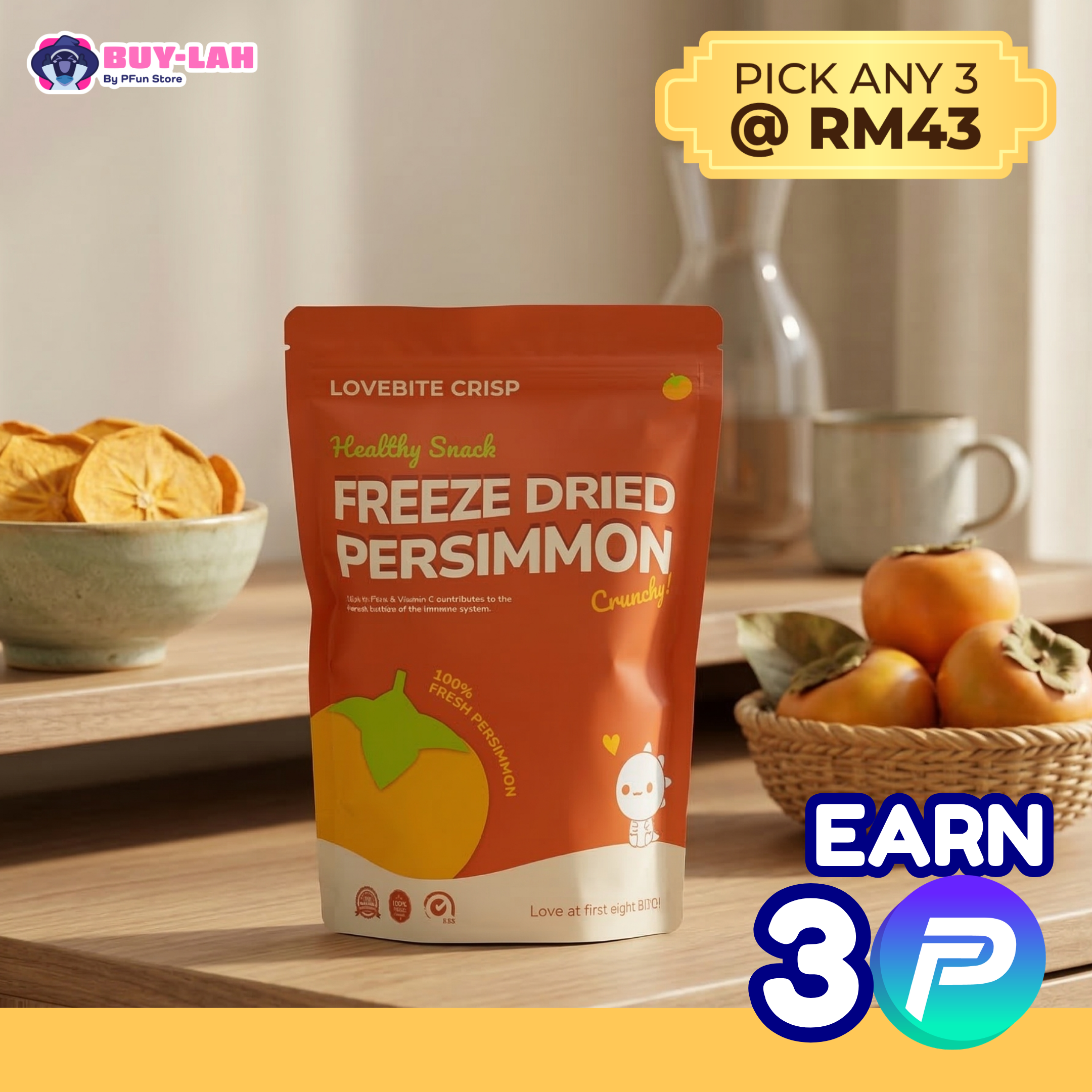 LoveBite Crisp Freeze Dried Persimmon [40g]