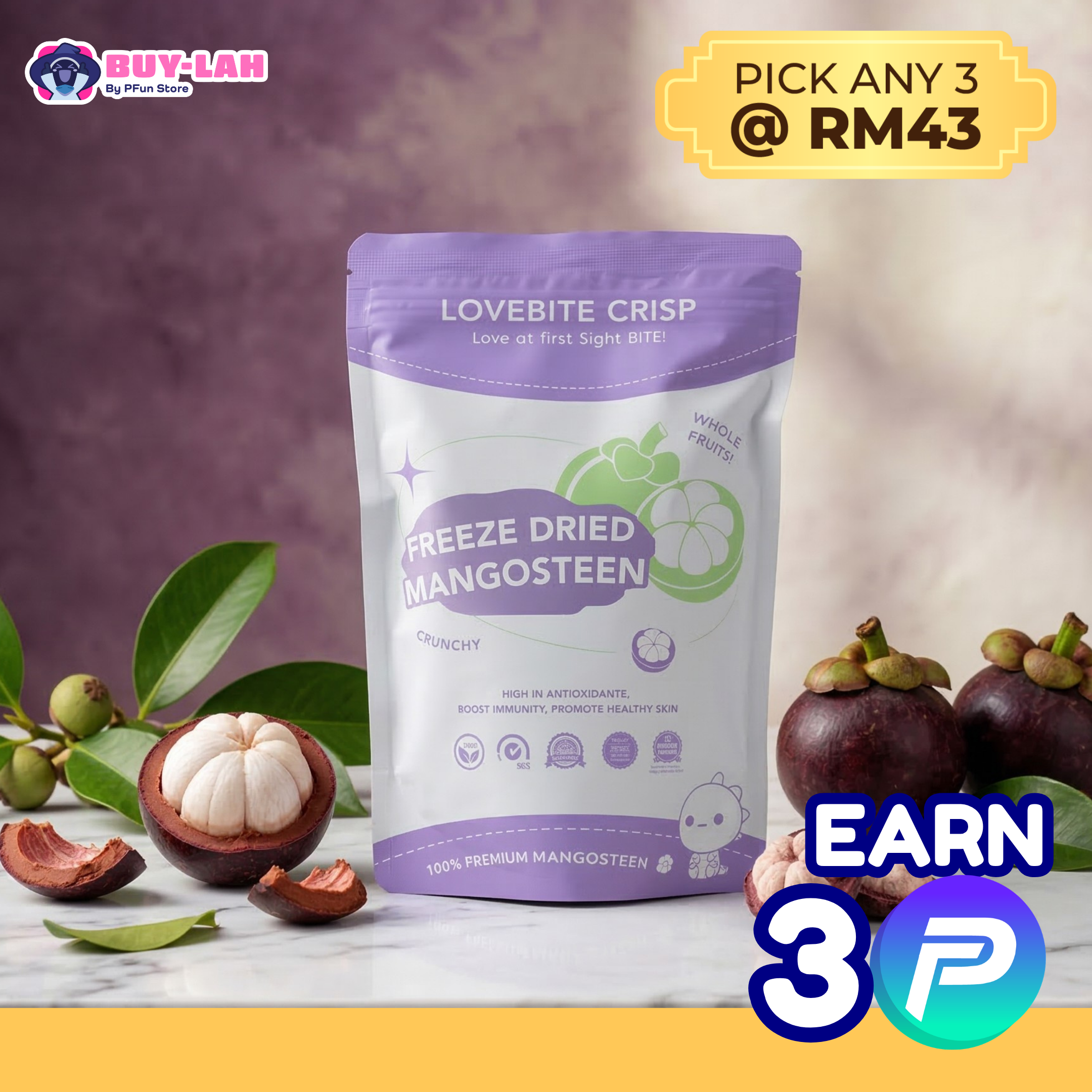 LoveBite Crisp Freeze Dried Mangosteen [30g]