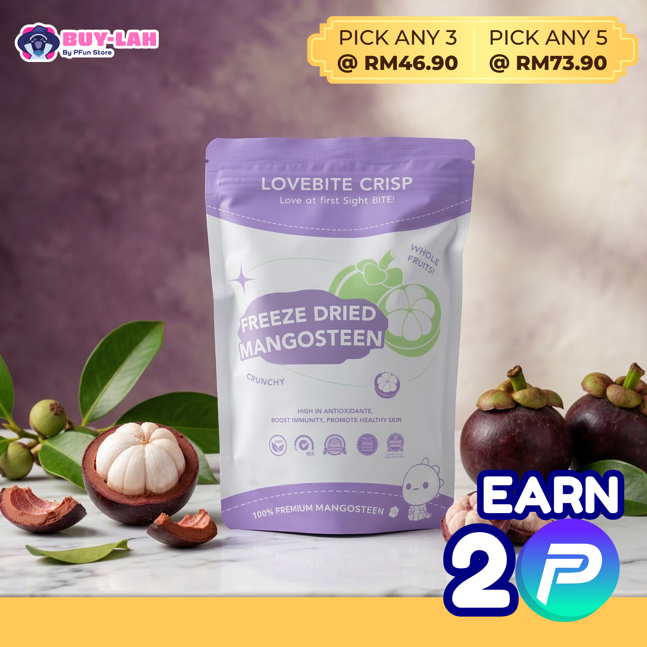 LoveBite Crisp Freeze Dried Mangosteen [30g]