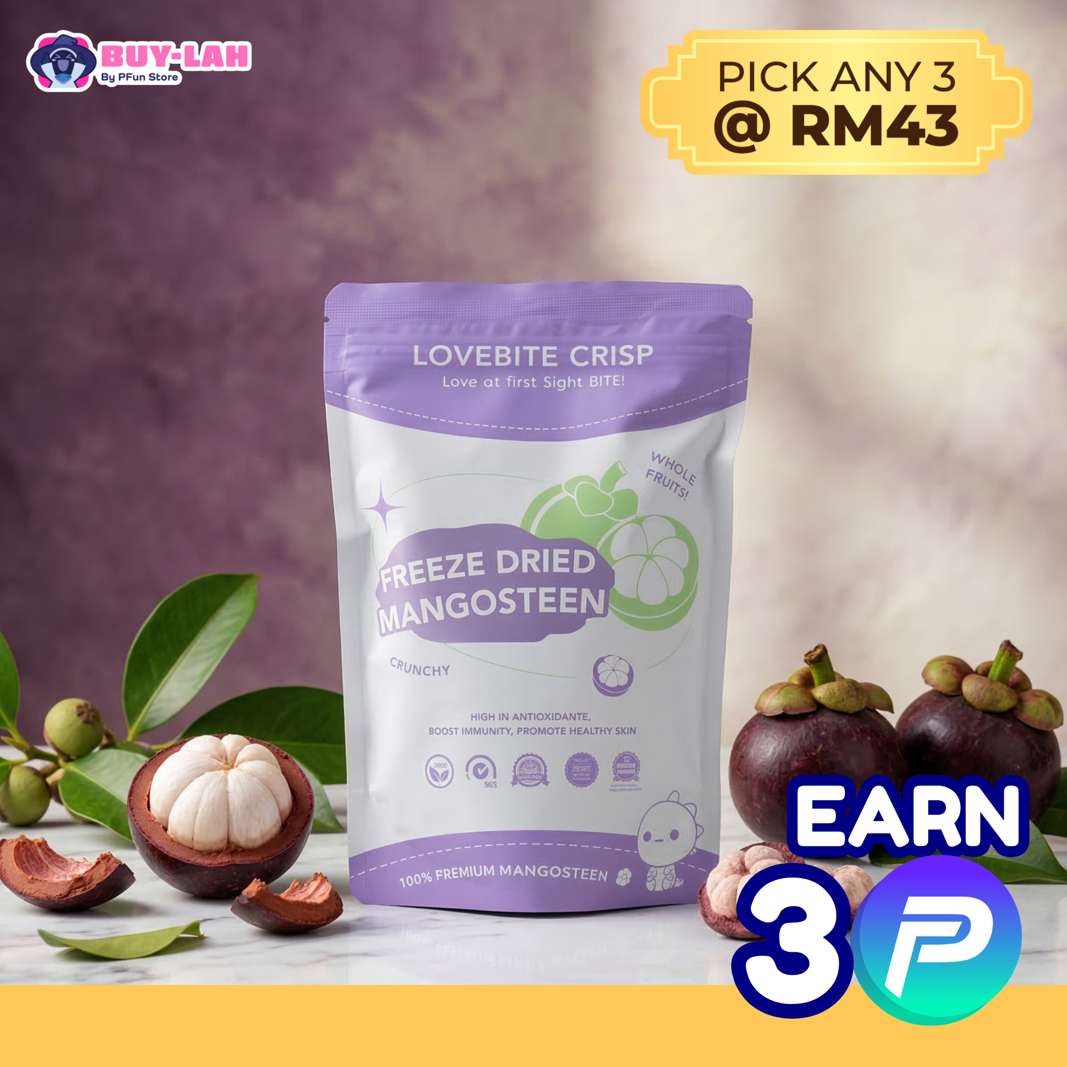 LoveBite Crisp Freeze Dried Mangosteen [30g]