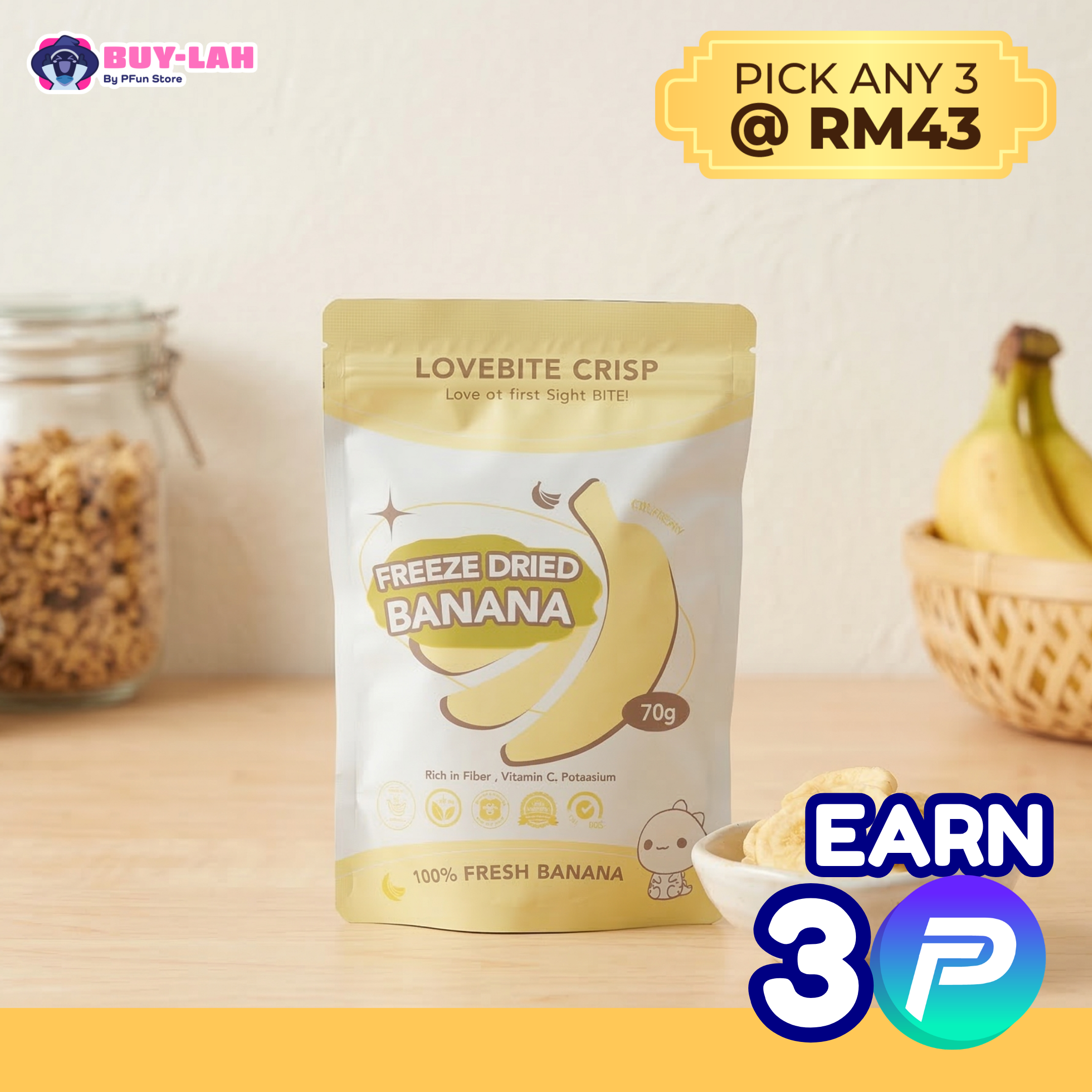LoveBite Crisp Freeze Dried Banana🍌[70g]