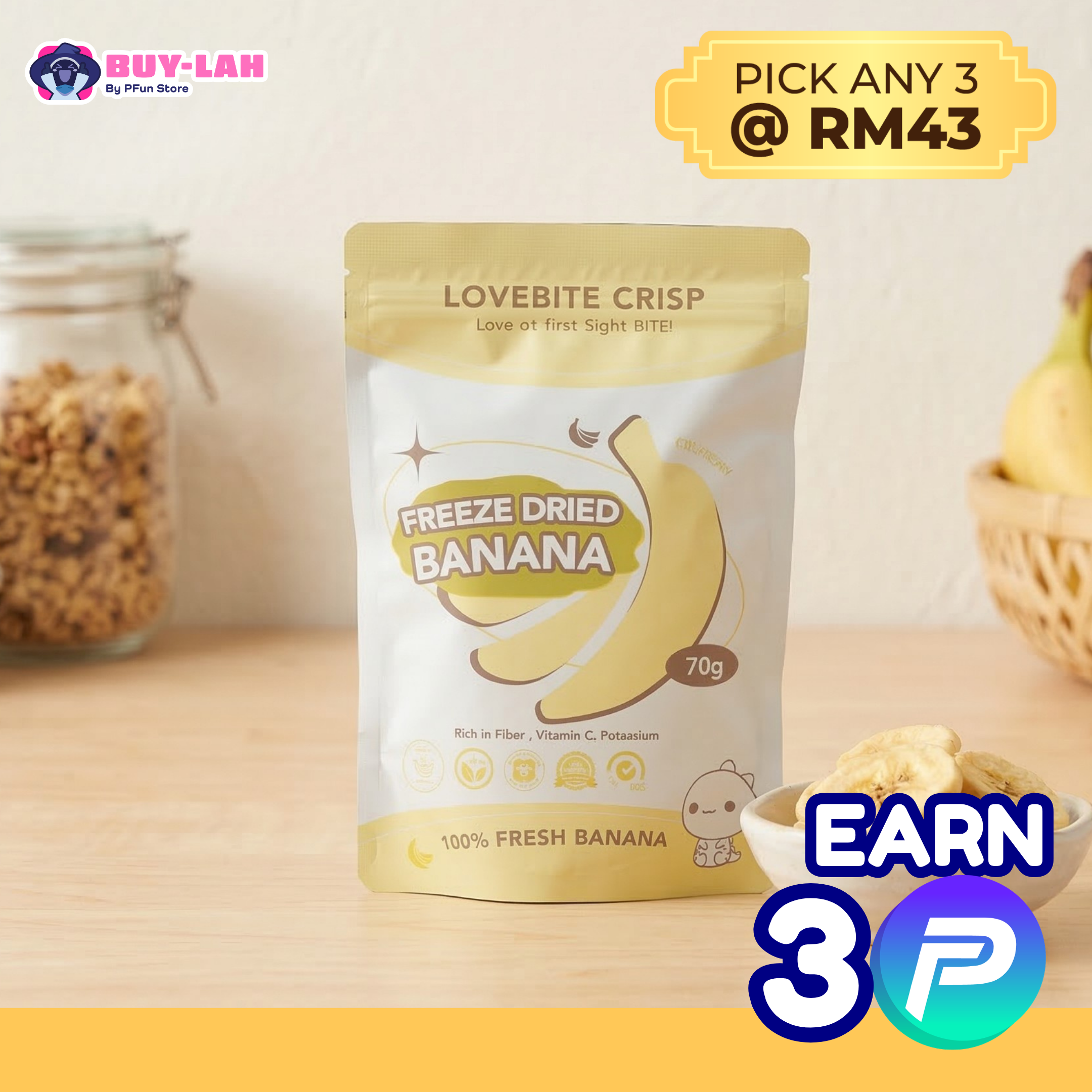 LoveBite Crisp Freeze Dried Banana🍌[70g]