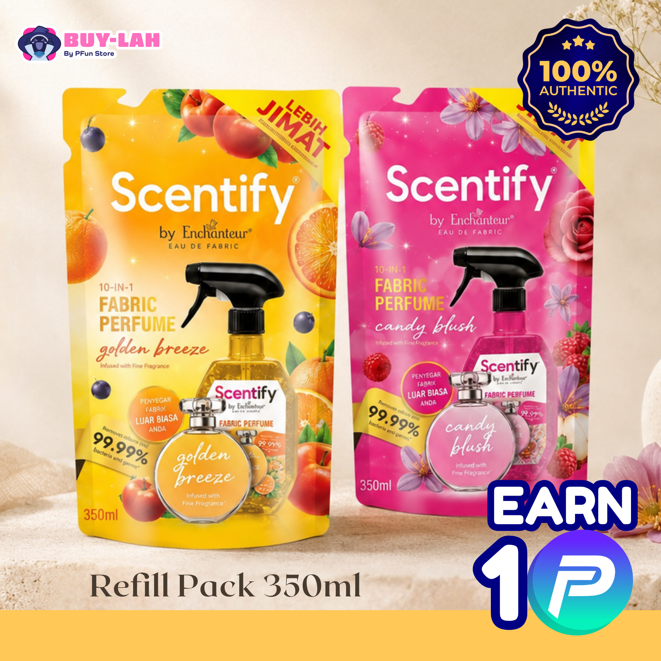 Scentify by Enchanteur 10-in-1 Fabric Perfume Refill Pack 350ml | 2 for RM12.90