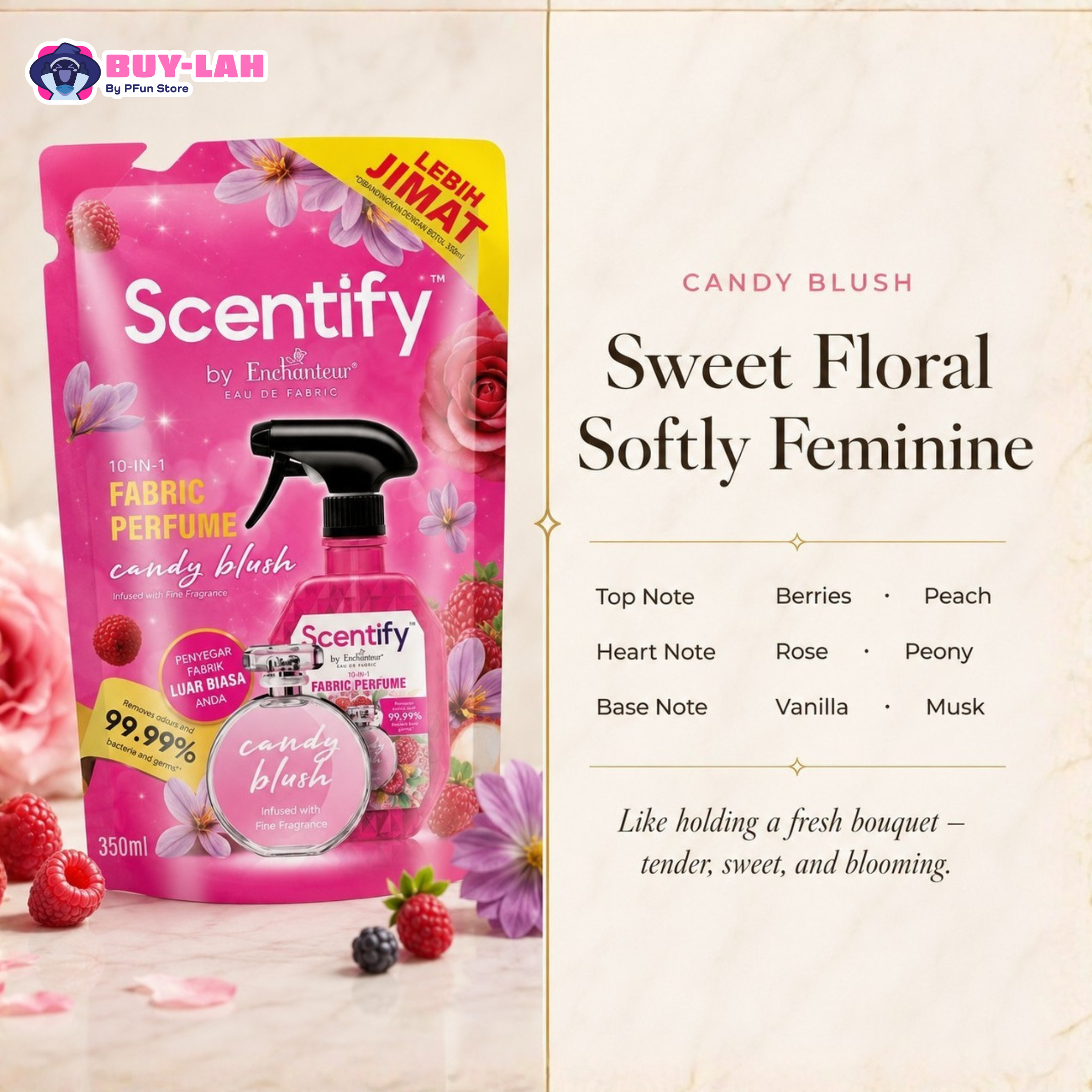 Scentify by Enchanteur 10-in-1 Fabric Perfume Refill Pack 350ml | 2 for RM12.90