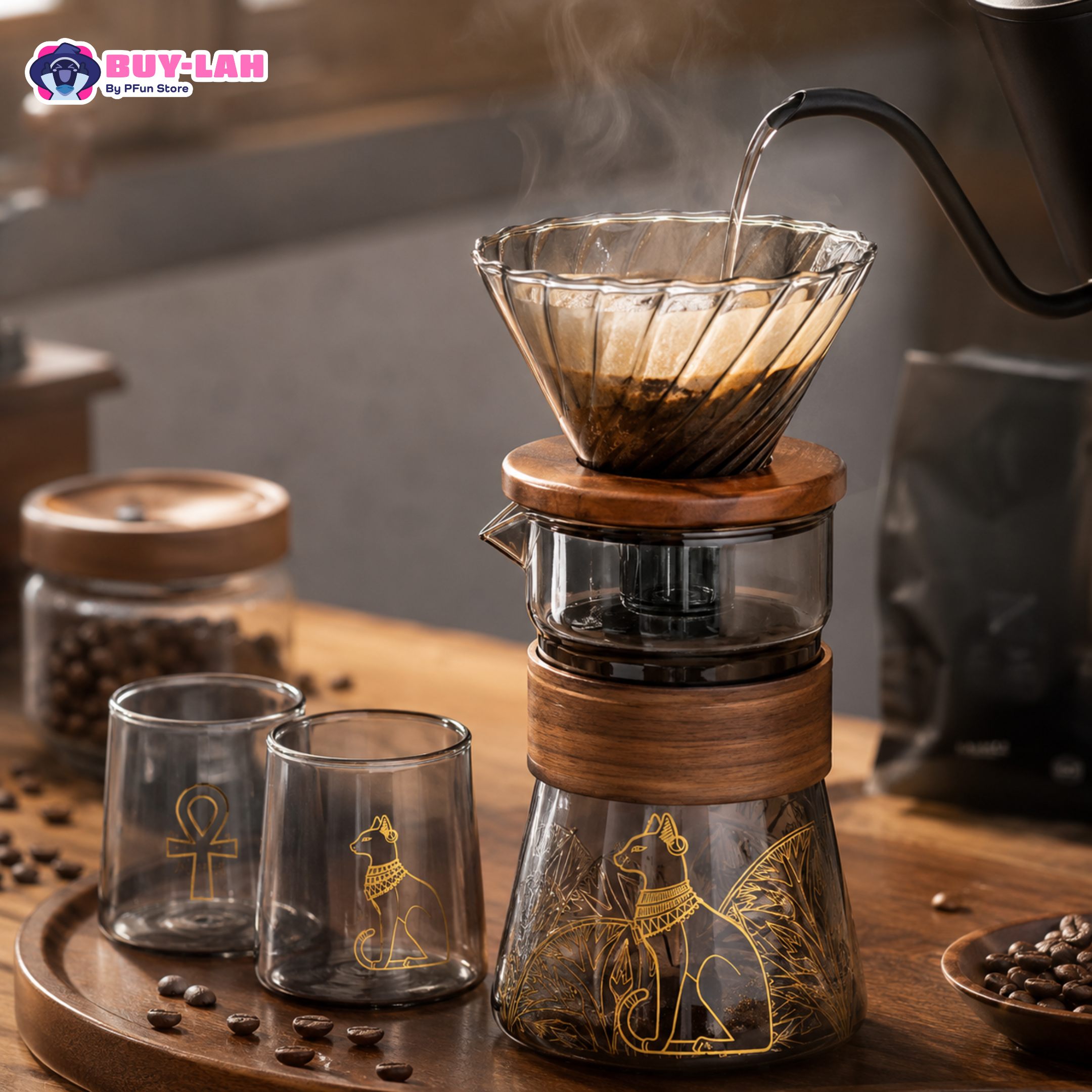 British Museum — Pour-Over Coffee Gift Set with Cup Shell Box (Smoke Grey)