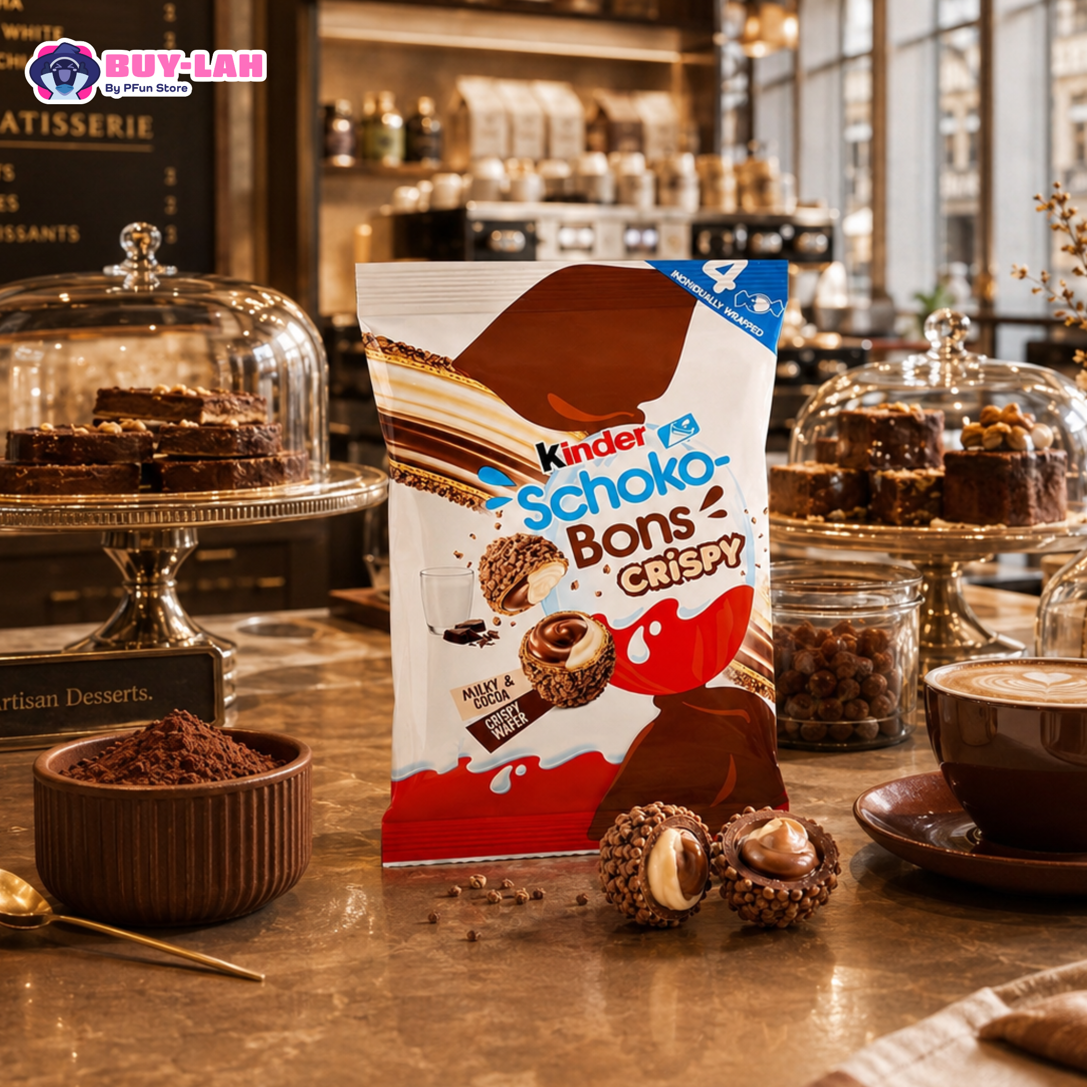 Kinder Schoko-Bons Crispy — 4 Individually Wrapped Pieces