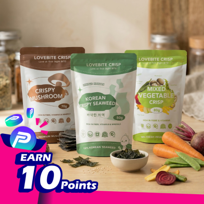 Lovebite Savoury Crunch 3-Pack Bundle (Mushroom + Korean Seaweed + Mixed Vegetable)🥬🍄‍🟫