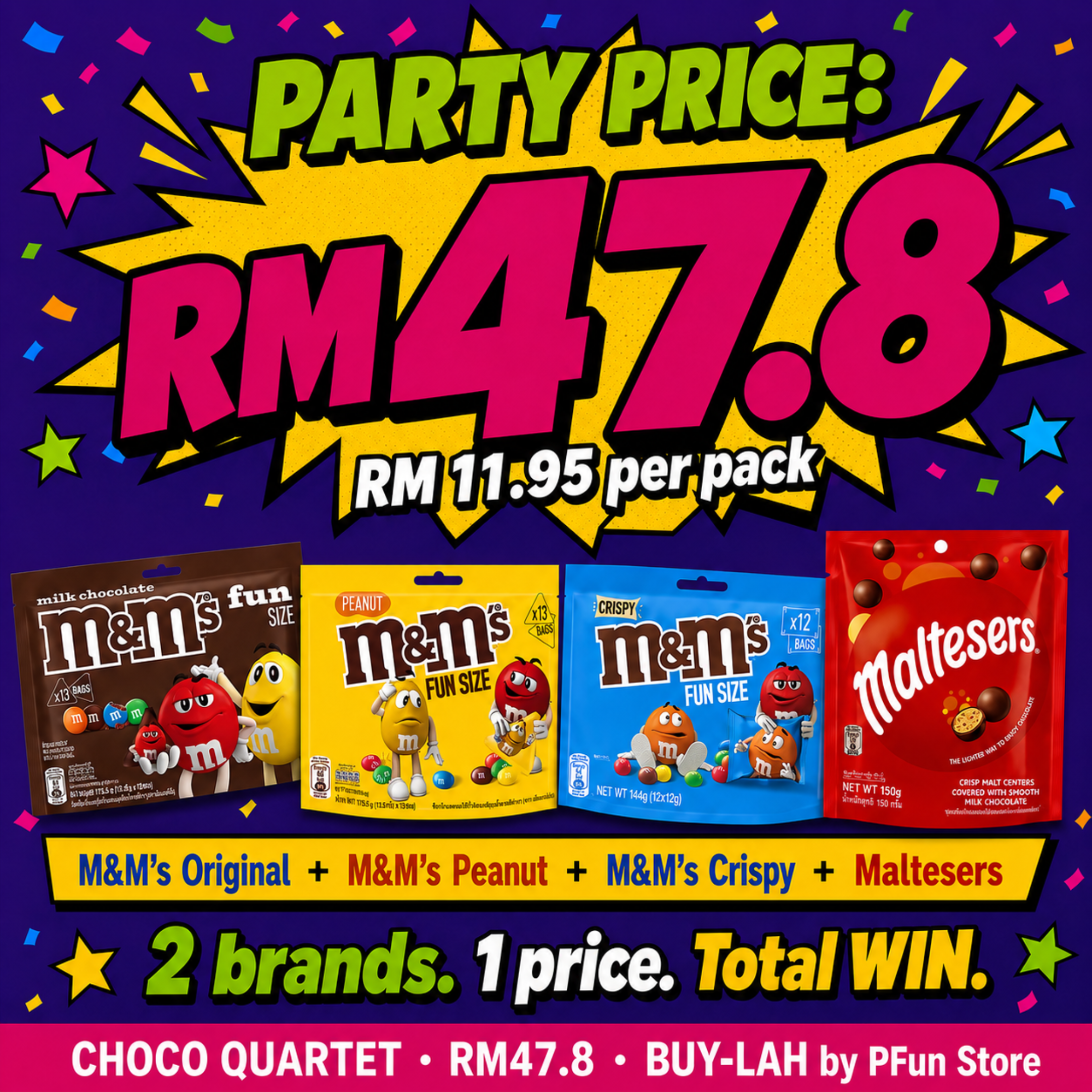 Choco Quartet Bundle (M&M's Trio + Maltesers) — 4 packs 