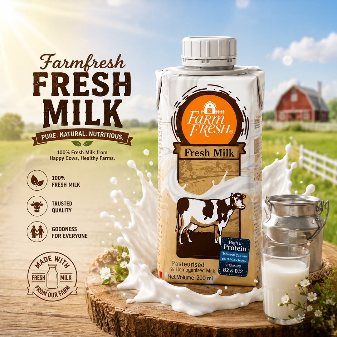 Farm Fresh UHT Milk Mix & Match 12-Pack (200ml) — Kurma Milk / Fresh Milk / Chocolate | RM 28.90