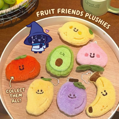 🍓🍌 Cute Fruit Plush Keychain Charms Soft Mini Fruit Dolls