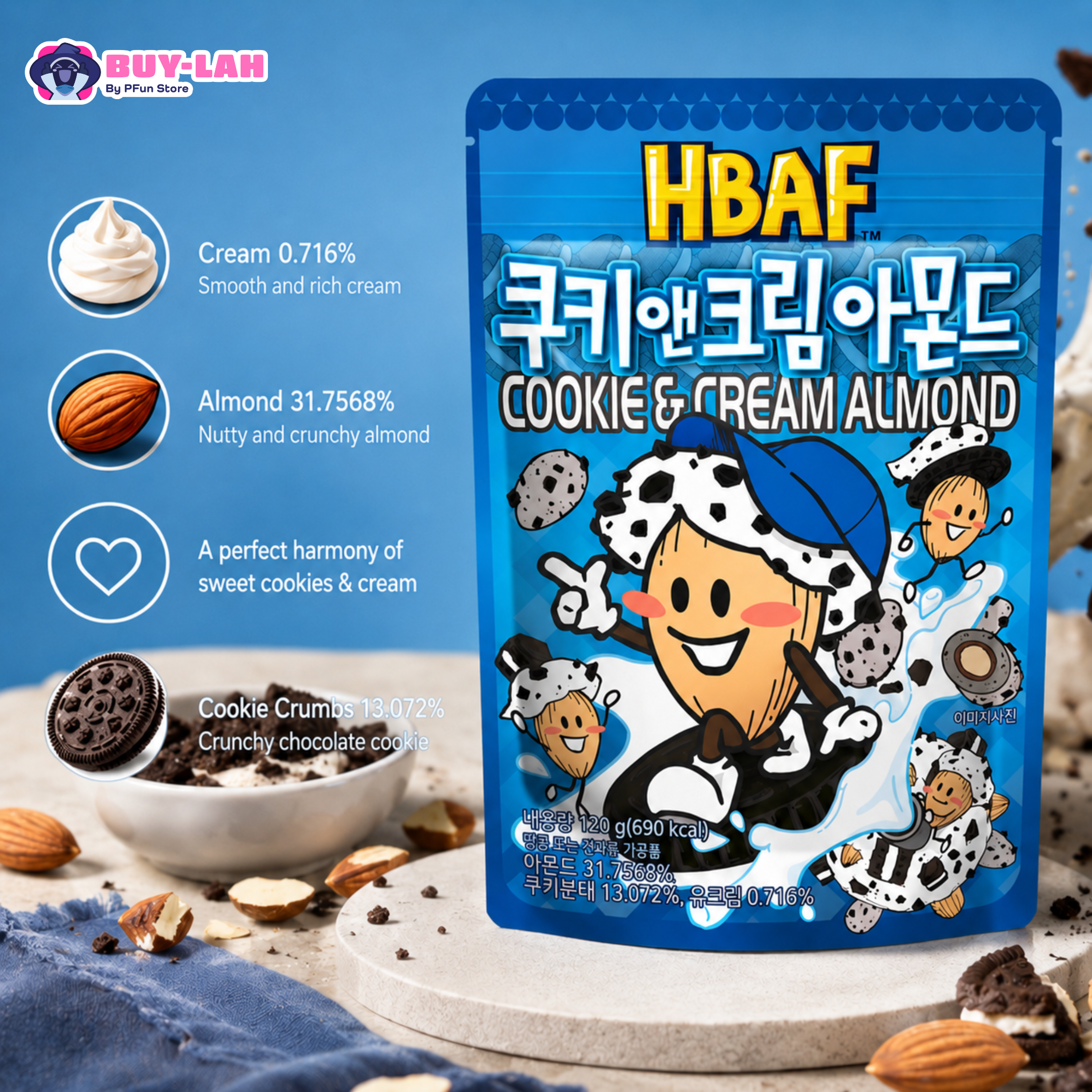 HBAF Cookie & Cream Almond (120g)