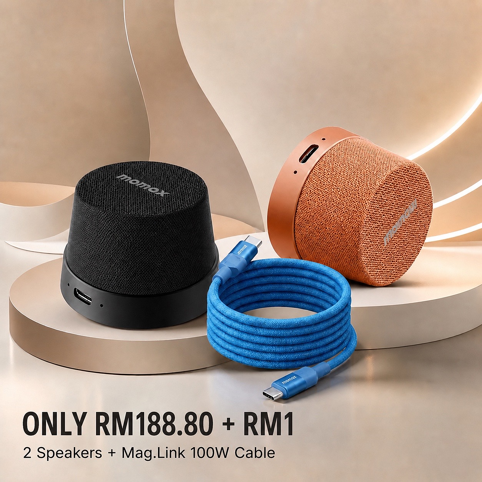 Dual-Sound Magnetic TWS Bundle (Momax) (5.5 RM1 Add-On Mega Deals)