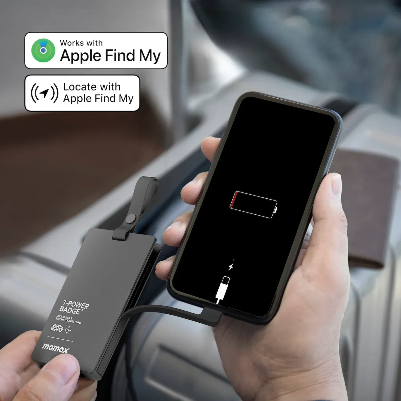 Momax 1-Power Badge+ Emergency Power Bank with Find My Locator