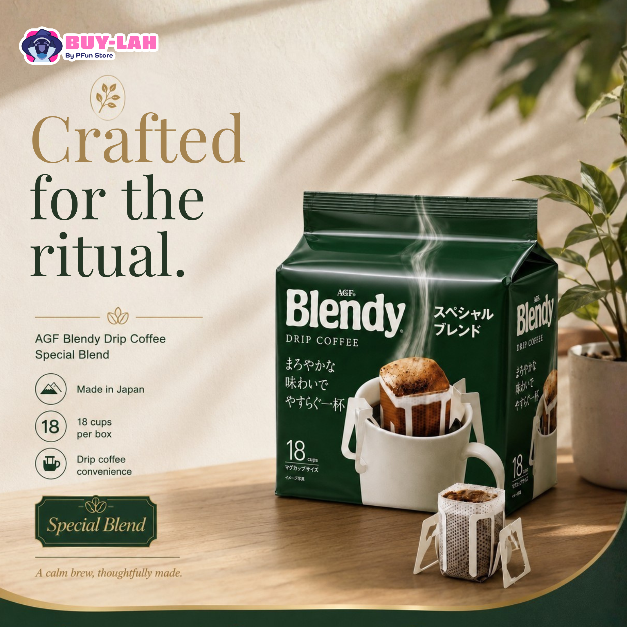  AGF Blendy Drip Coffee — Special Blend 18 Cups | Imported from Japan