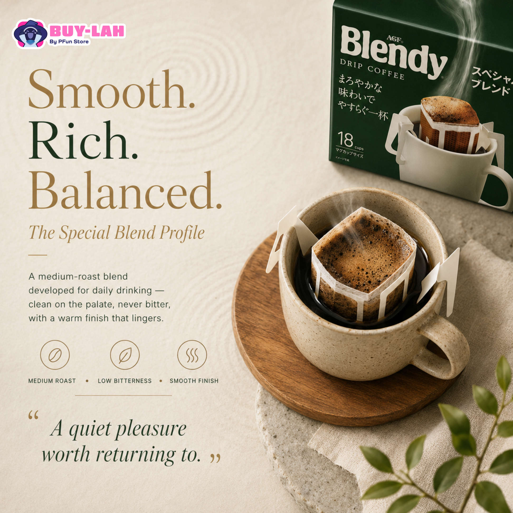  AGF Blendy Drip Coffee — Special Blend 18 Cups | Imported from Japan