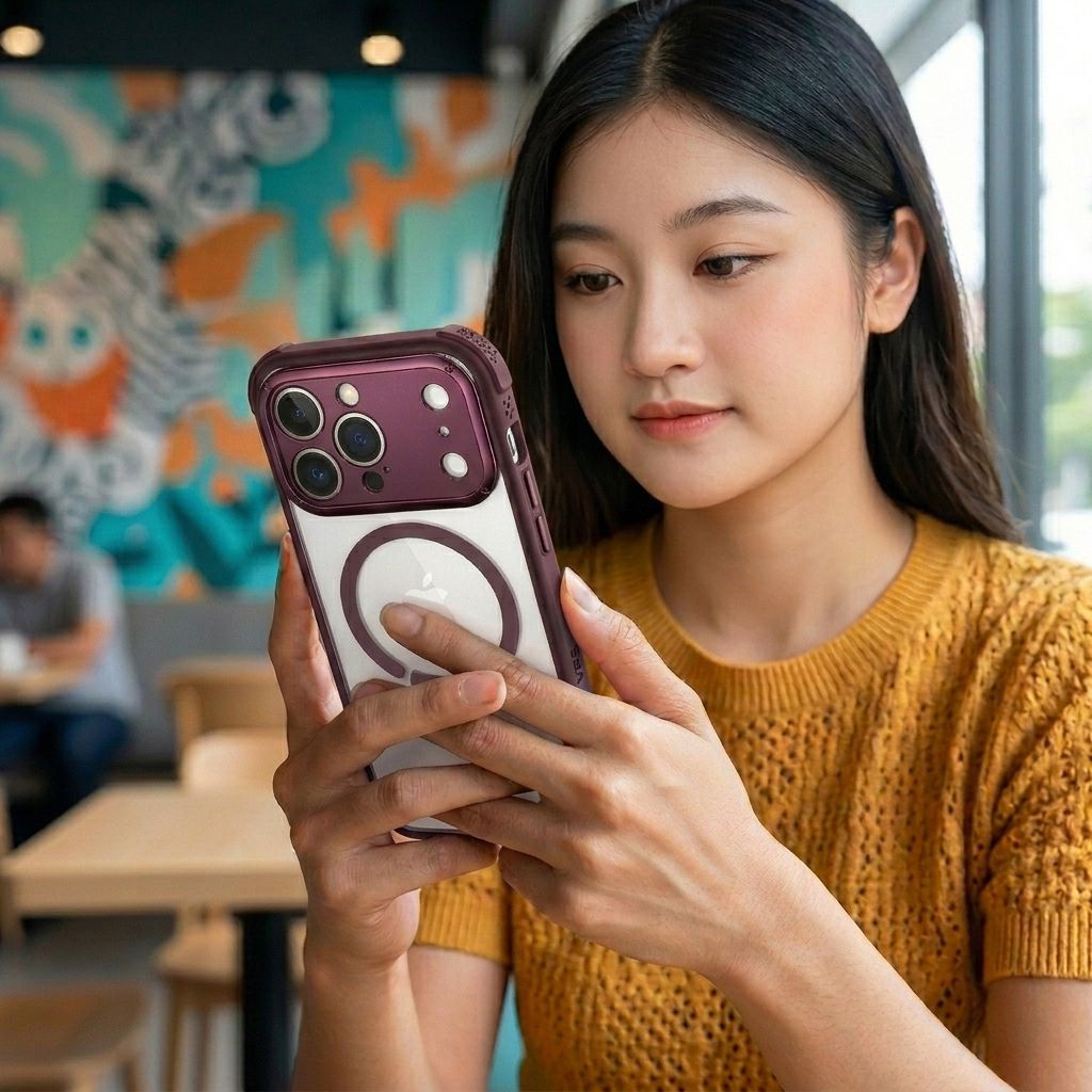 MOMAX CaseFORM Air Magnetic Case (iPhone 17 Pro Max Bordeaux Red ) – Free Shipping 🚚