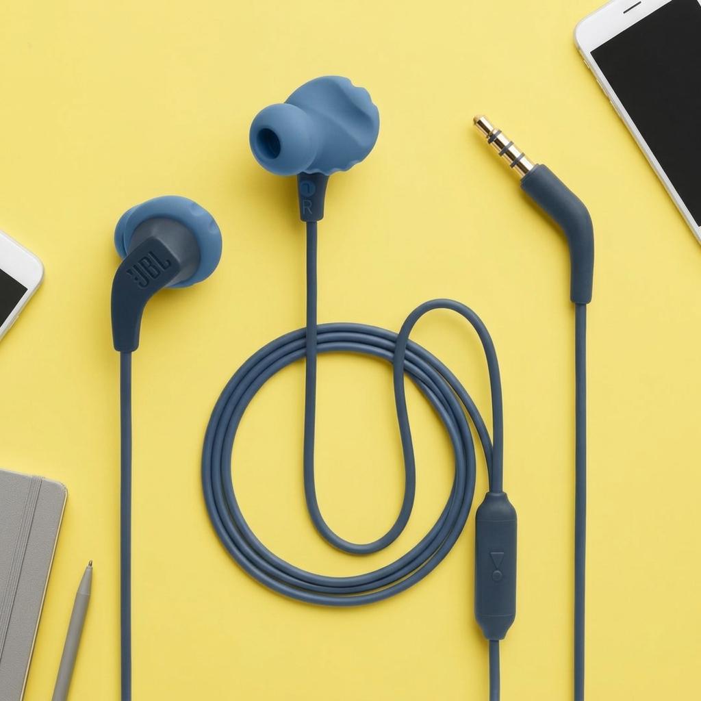 JBL Endurance Run 2 Wired Waterproof Sports In-Ear Headphones (Blue)