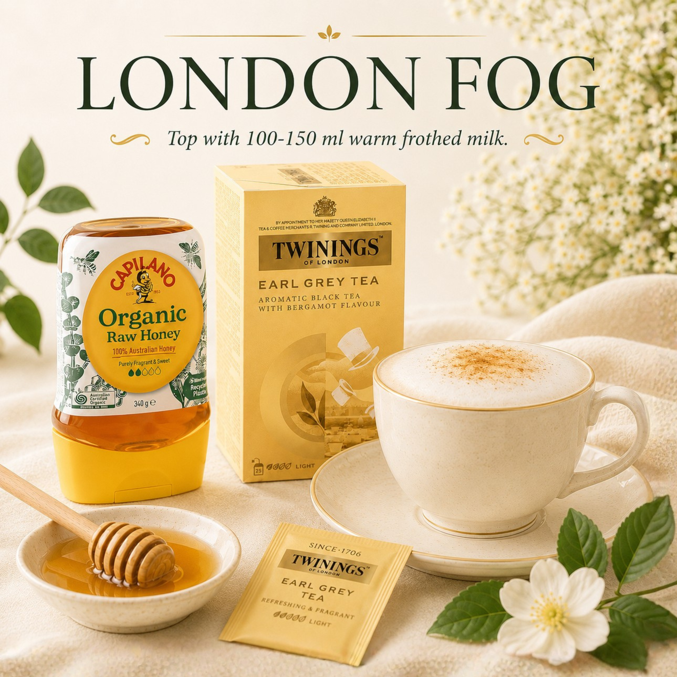 The Golden Earl Grey Set — Twinings Earl Grey 25s + Capilano Organic Honey 340g