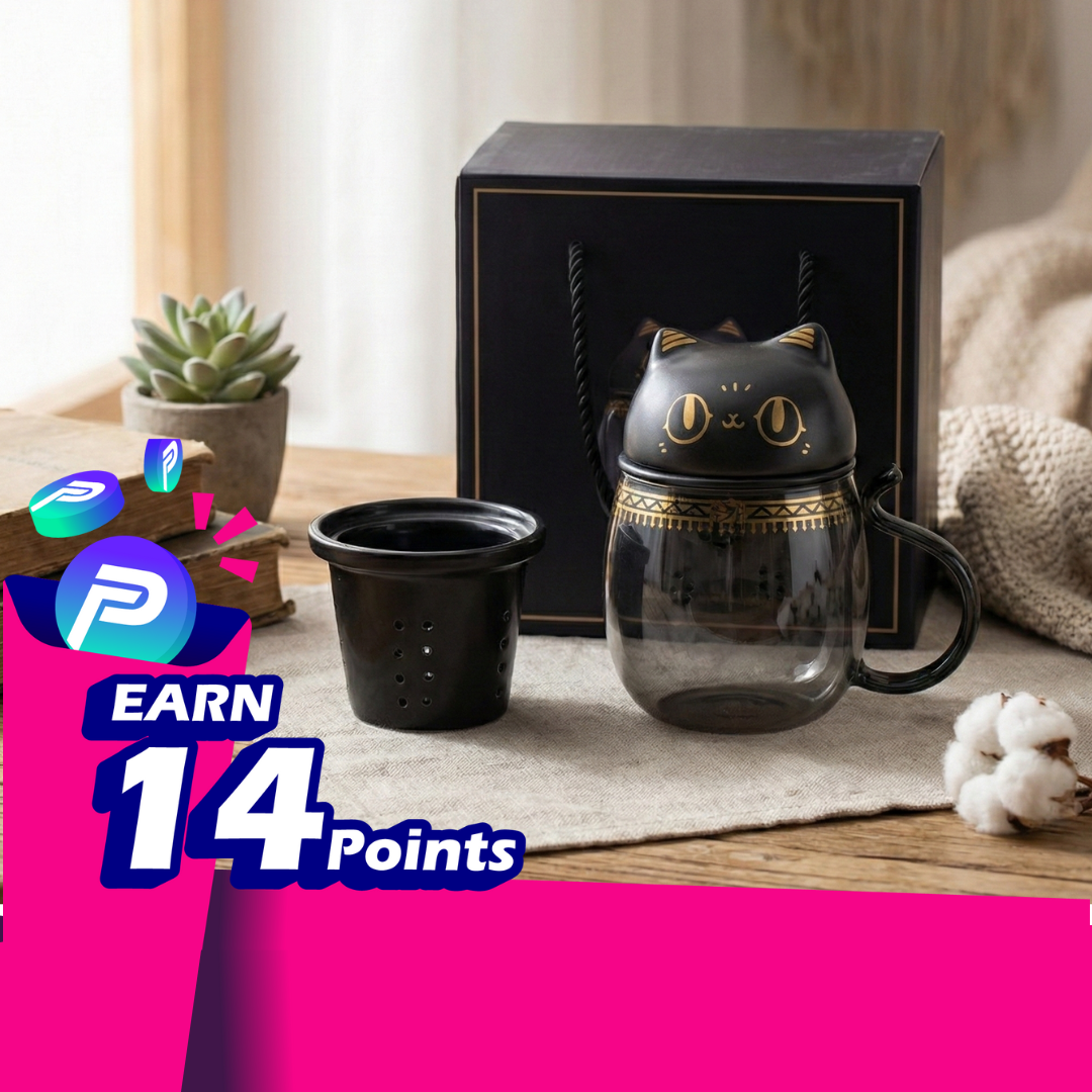 🏛️ The British Museum 🐈‍⬛ Parisian Black Cat Glass Tea Mug (390ml)