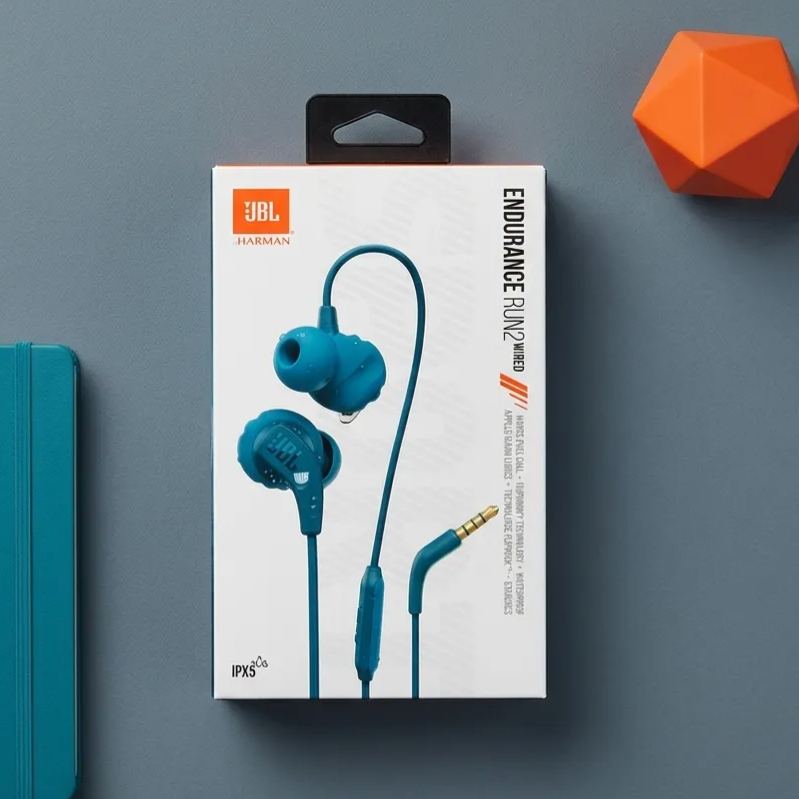 JBL Endurance Run 2 Wired Waterproof Sports In-Ear Headphones (Blue)