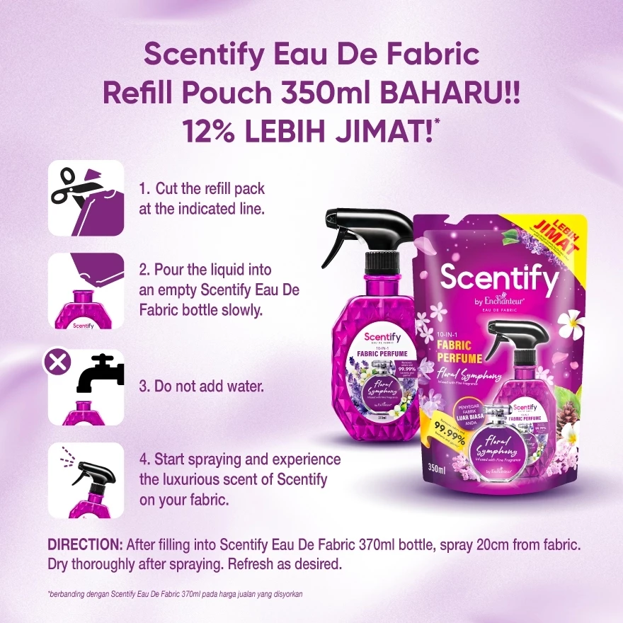 Scentify Fabric Perfume Refill Bundle – 370ml Spray + 350ml Refill Pack