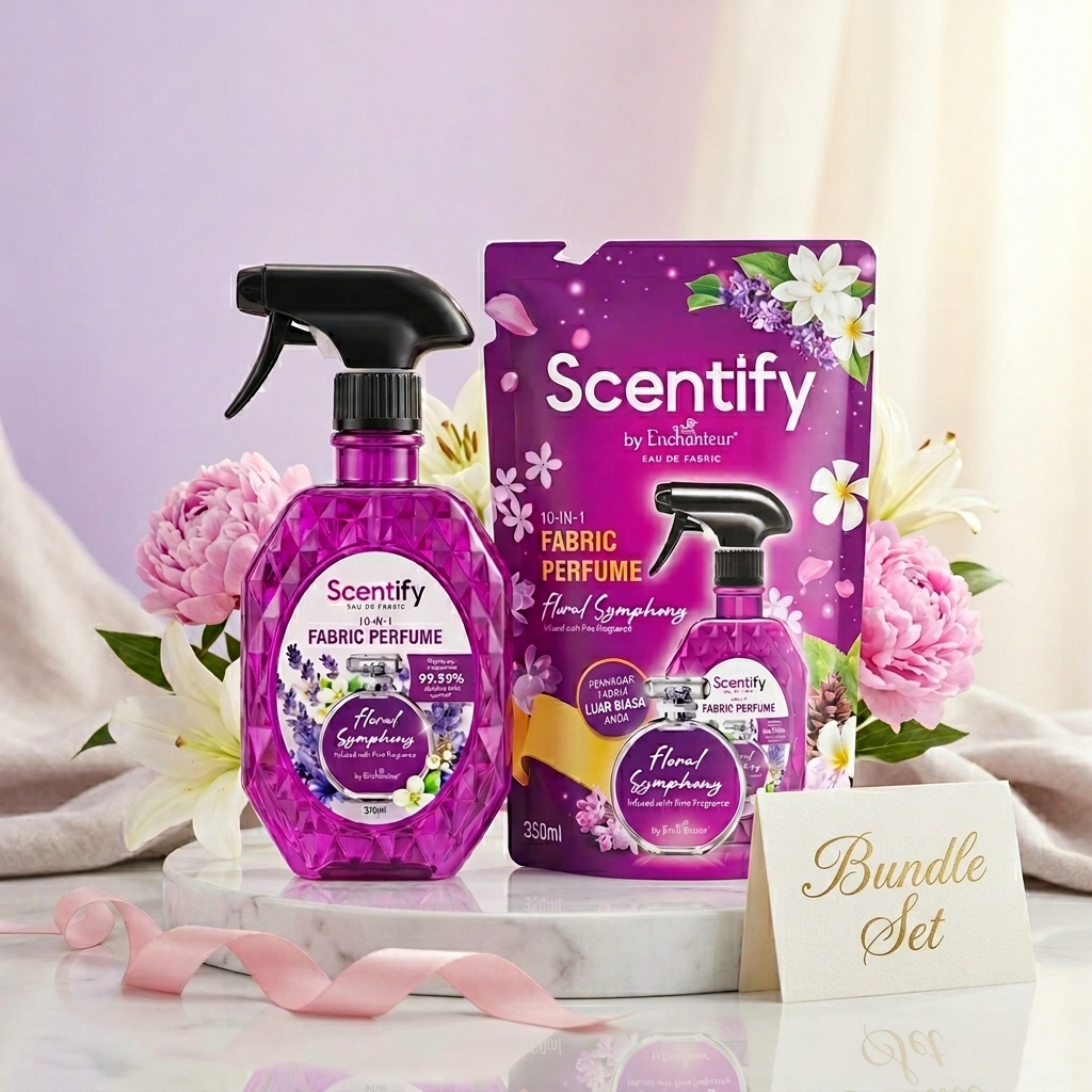Scentify Fabric Perfume Refill Bundle – 370ml Spray + 350ml Refill Pack