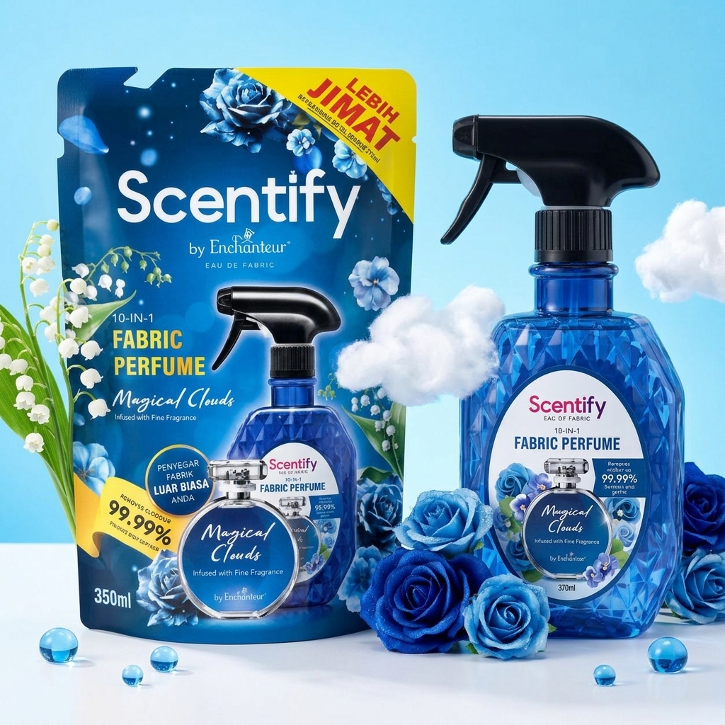 Scentify Fabric Perfume Refill Bundle – 370ml Spray + 350ml Refill Pack