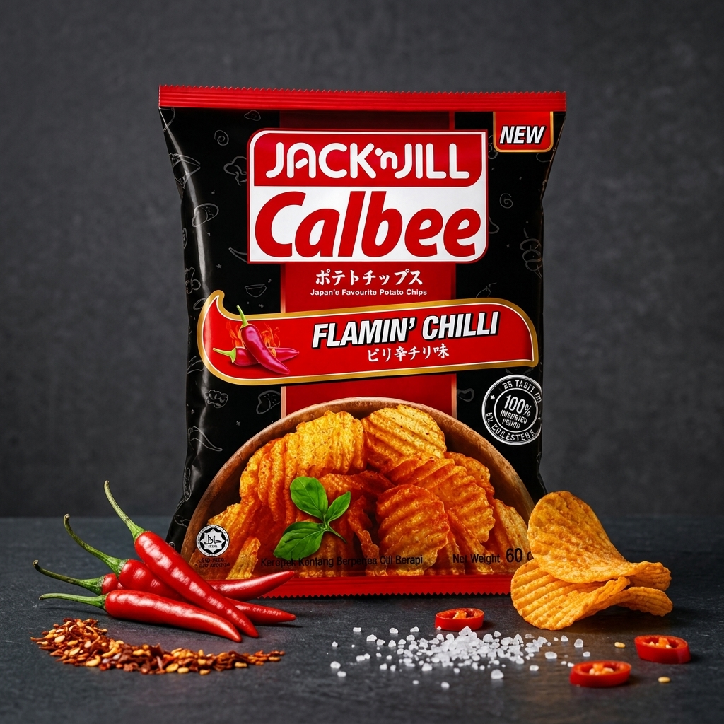  Jack 'n Jill Calbee Potato Chips 60g — Flamin' Chilli