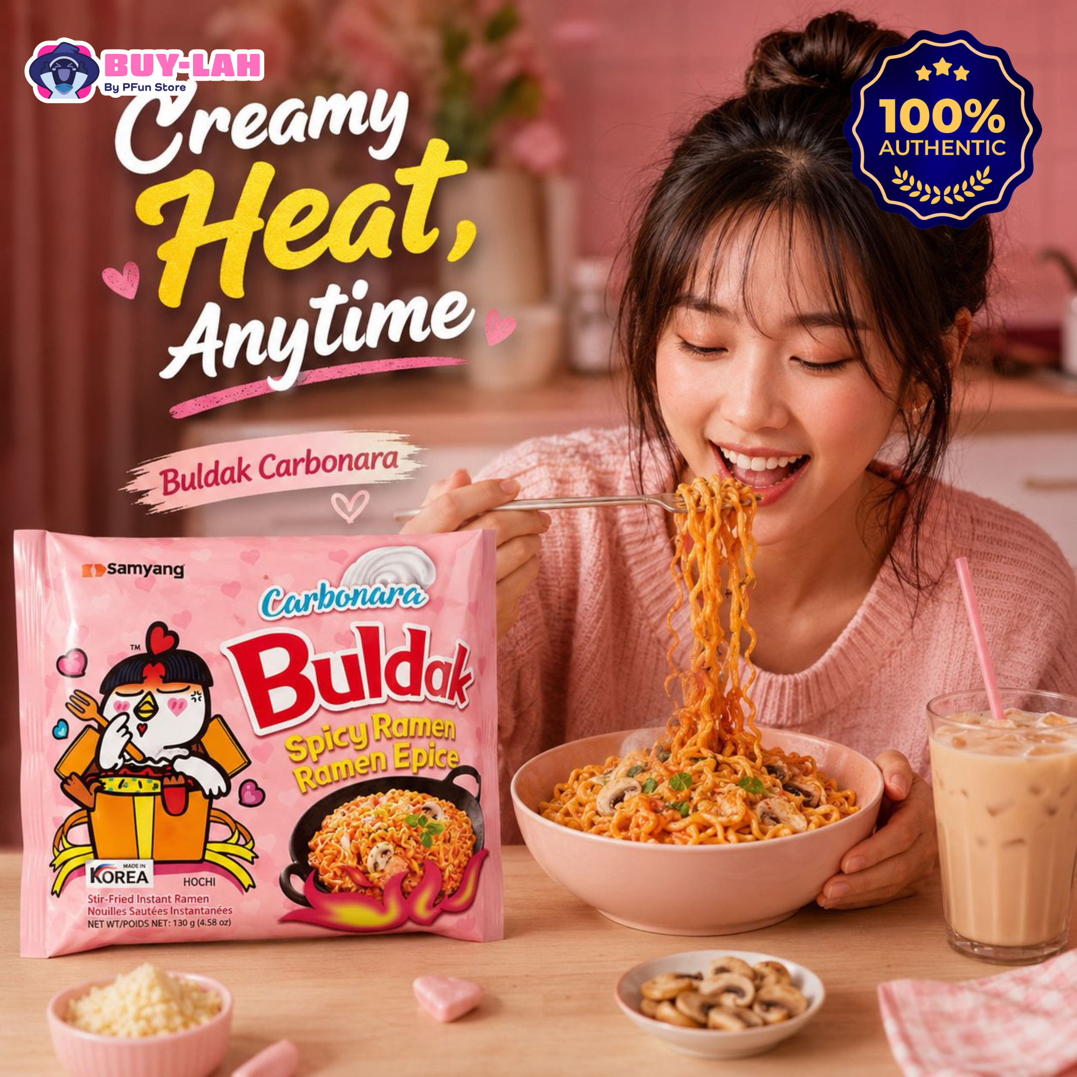  Samyang Buldak Carbonara Spicy Ramen — 1 Pack (Single) 130g | Halal