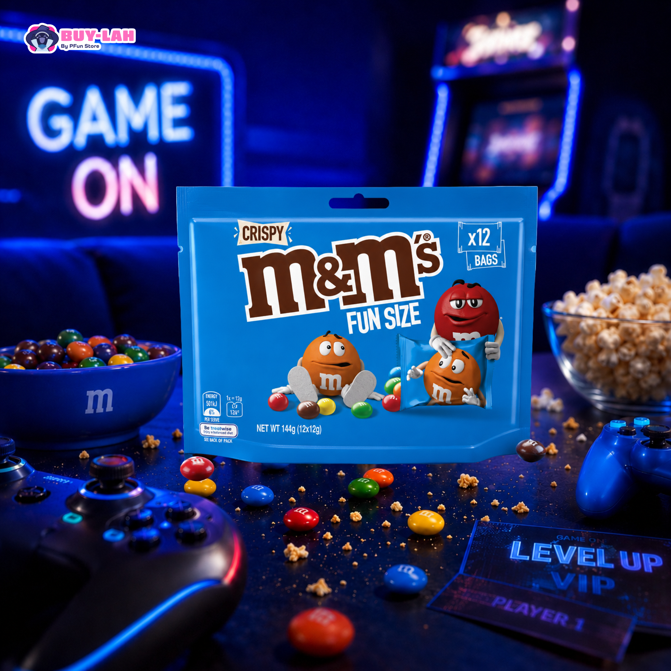  M&M's Crispy Fun Size Multipack — 12 Bags (12×12g)