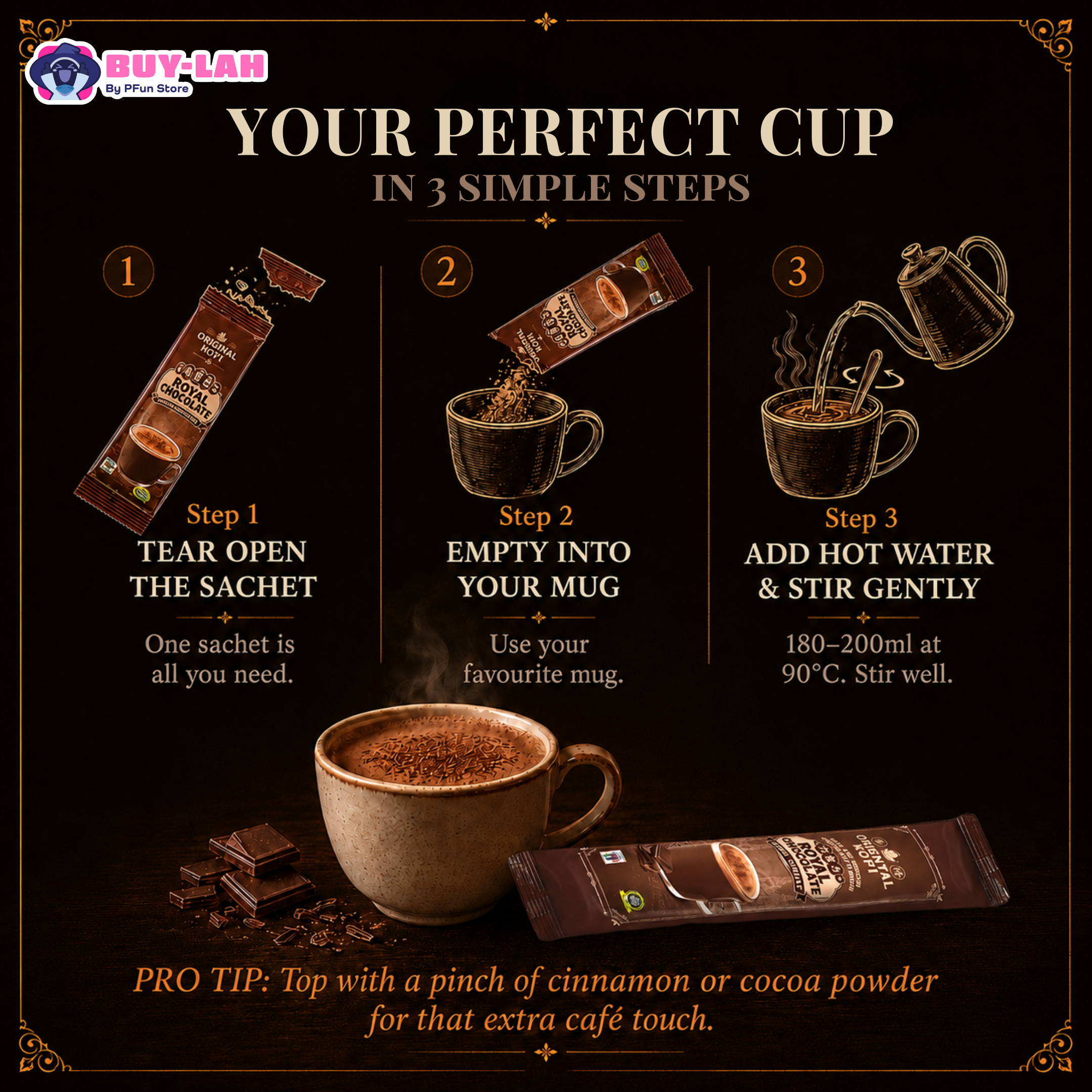 Oriental Royal Chocolate 3-in-1 Instant Drink 380g (10 Sachets)