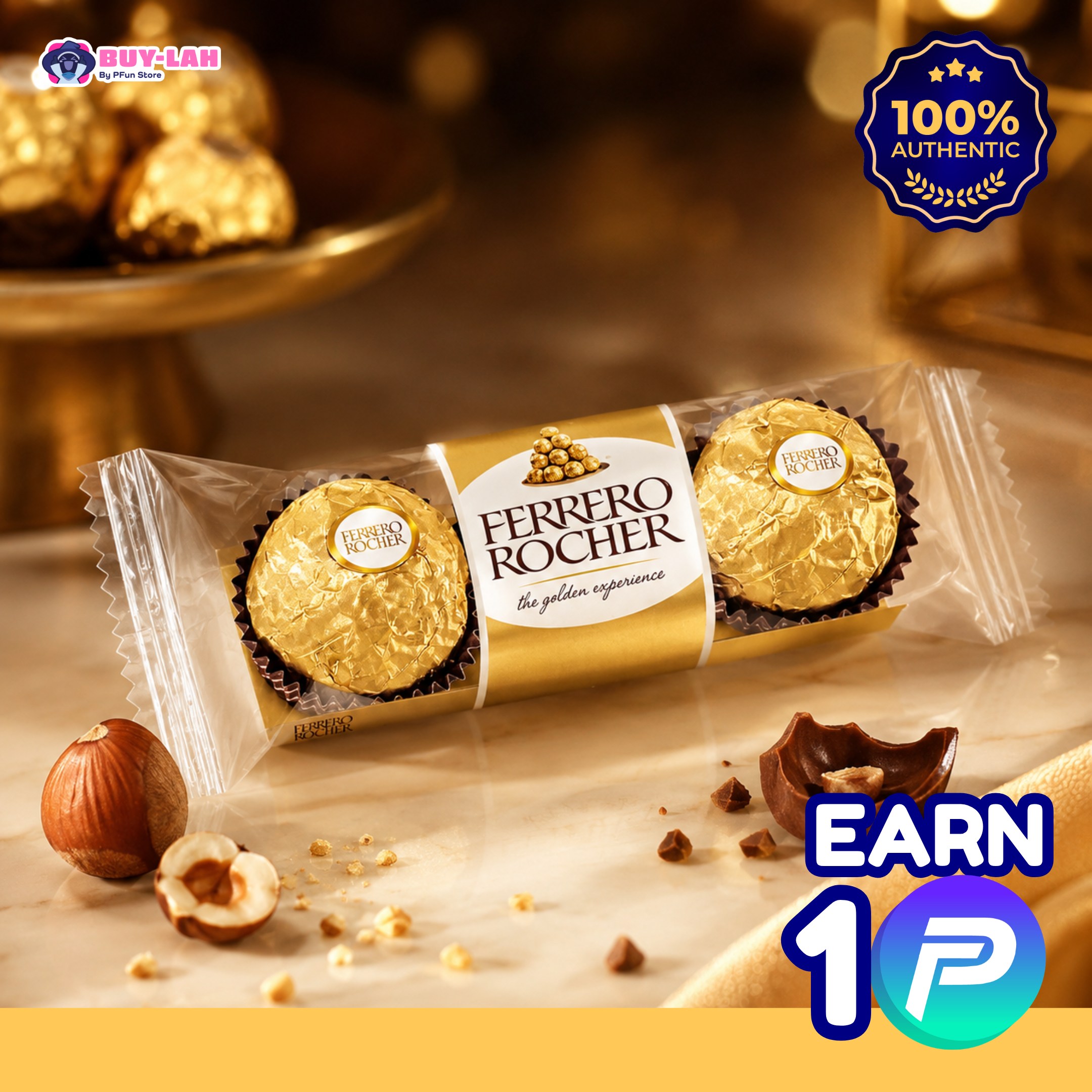 Ferrero Rocher Milk Chocolate Hazelnut — 3 Pieces 
