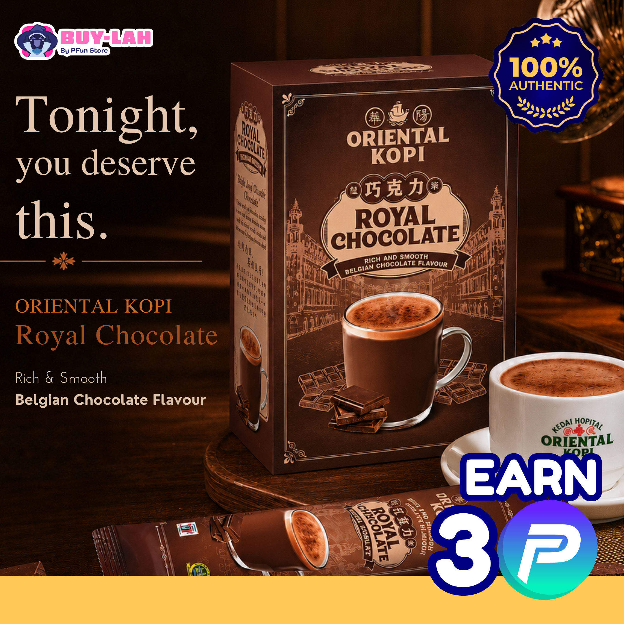 Oriental Royal Chocolate 3-in-1 Instant Drink 380g (10 Sachets)