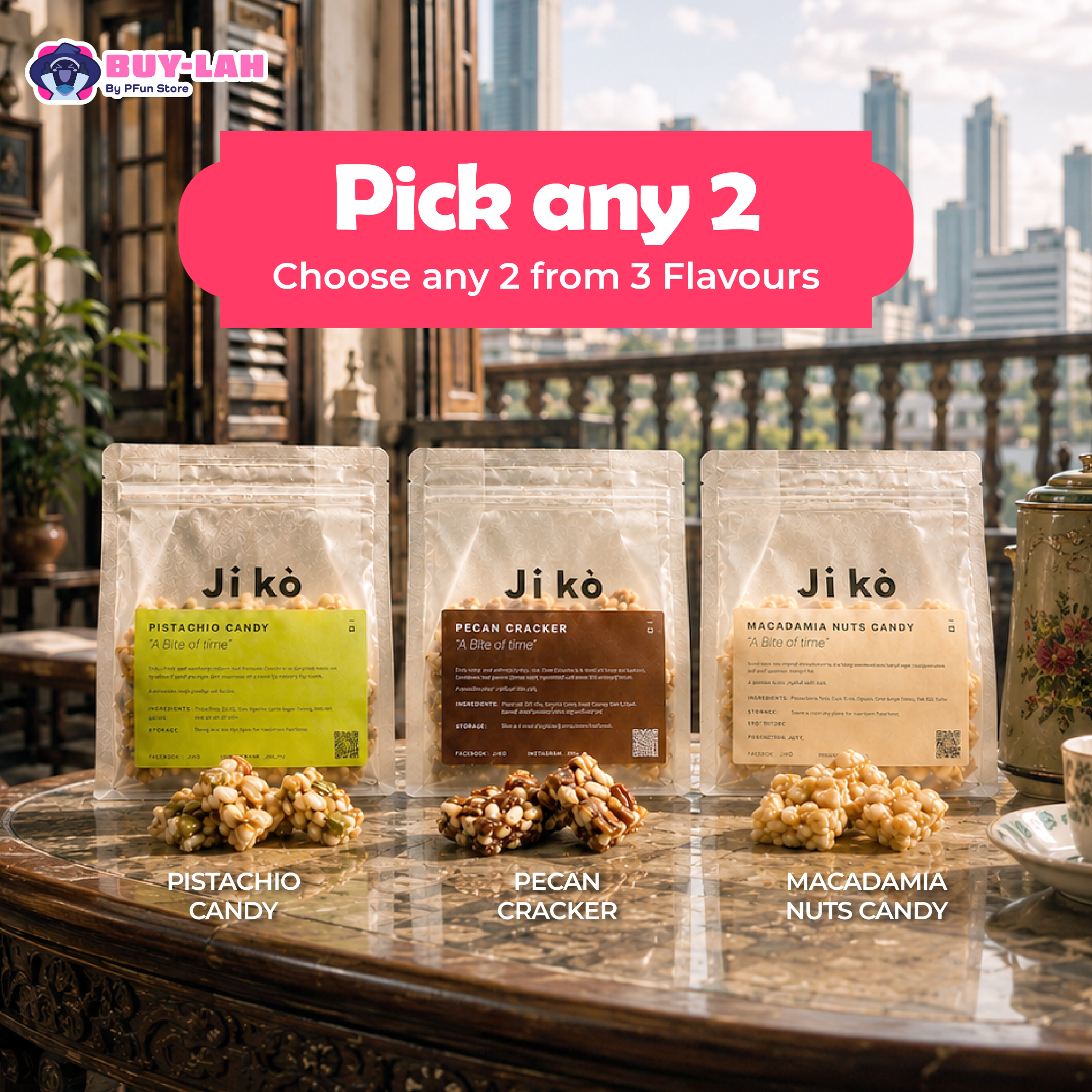 Oriental White Coffee Classic + Jǐ kò Snack Bundle — 1 Box Coffee + 2 Jǐ kò handcrafted nut snacks