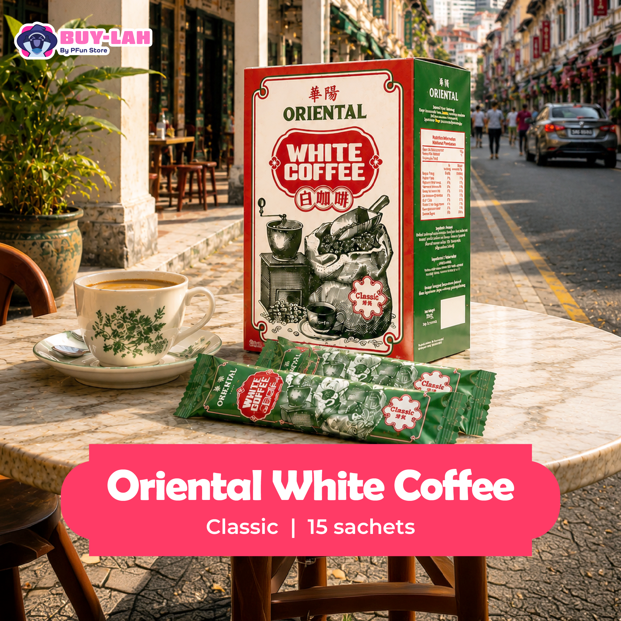 Oriental White Coffee Classic + Jǐ kò Snack Bundle — 1 Box Coffee + 2 Jǐ kò handcrafted nut snacks