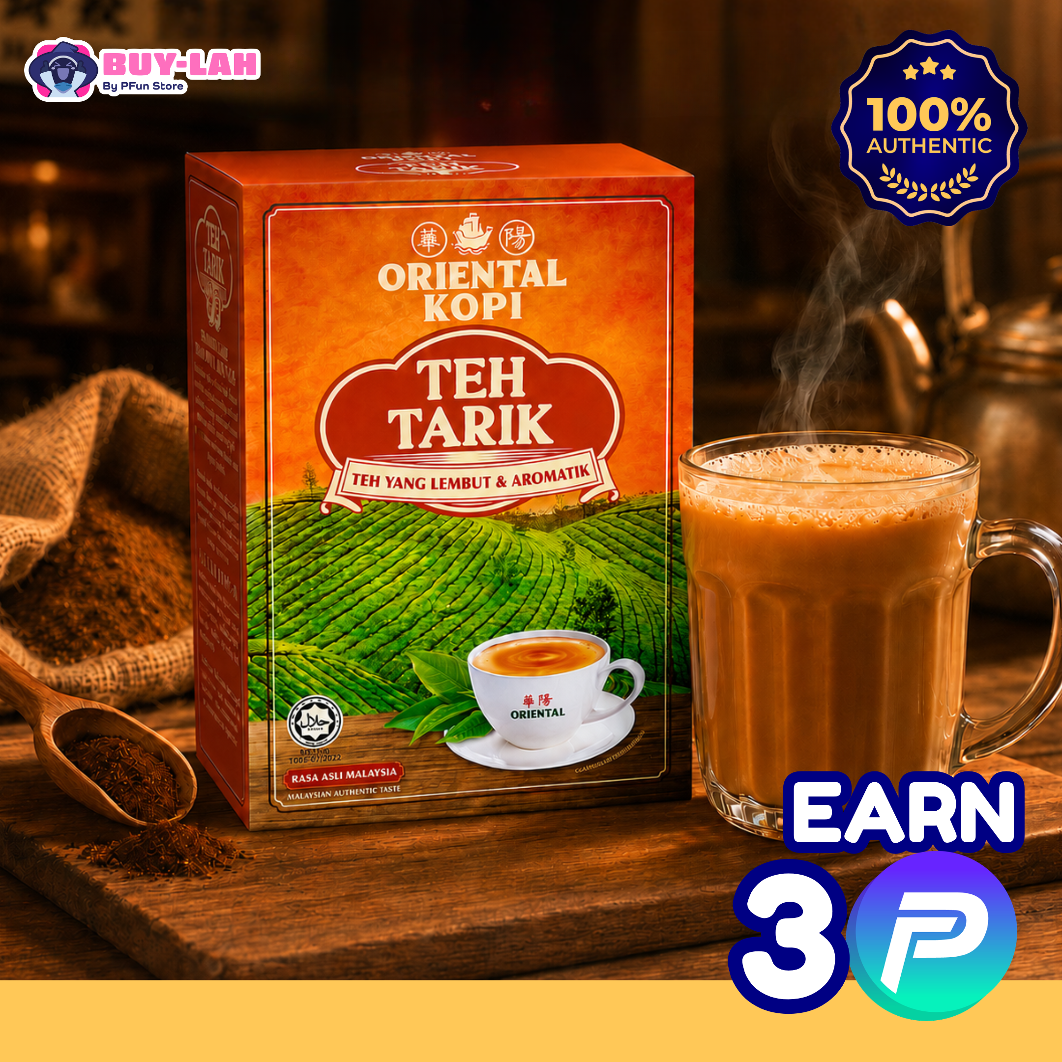 Oriental Teh Tarik 3-in-1 Instant Pulled Milk Tea 400g (10 Sachets)