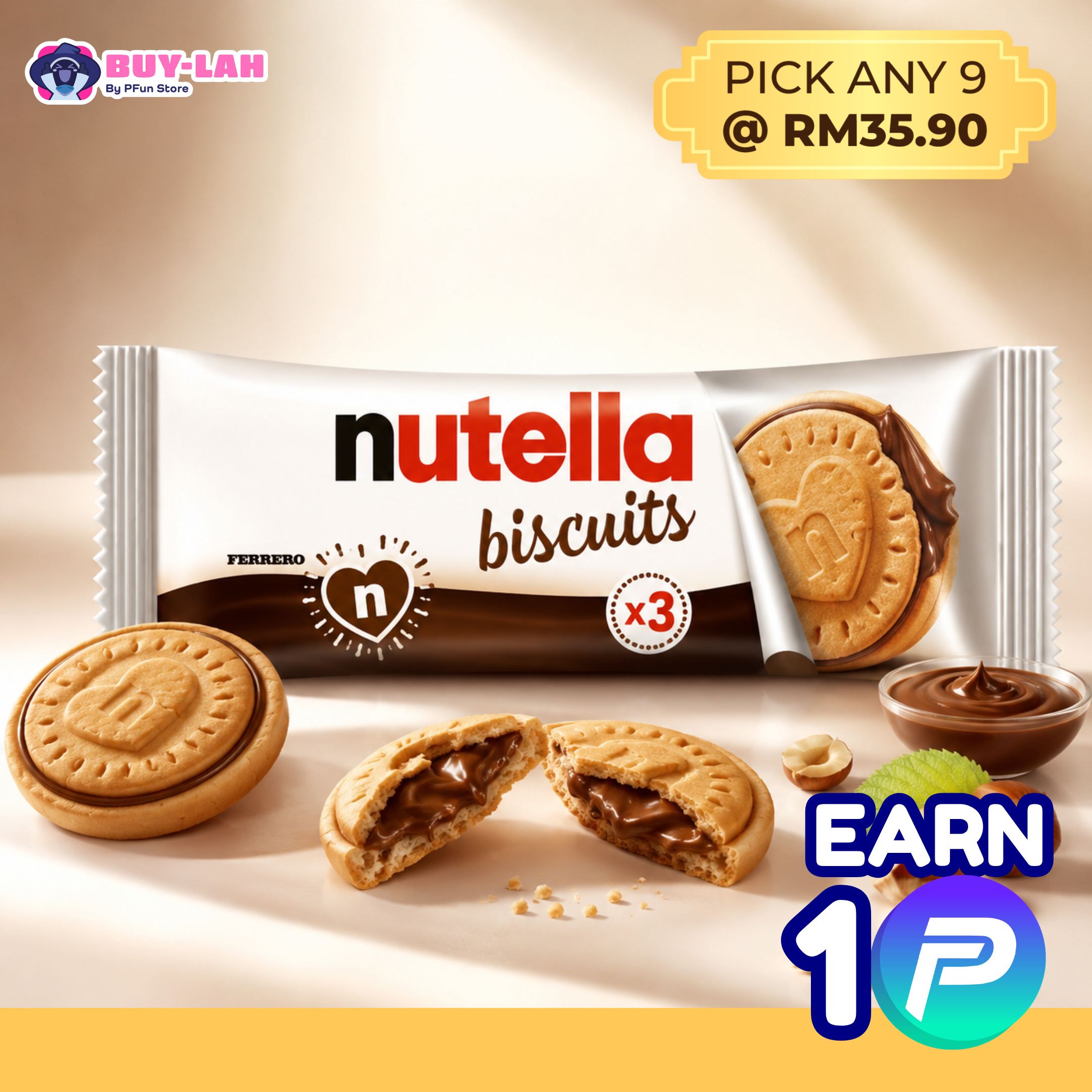 Nutella Biscuits by Ferrero — 3 Pieces Pack