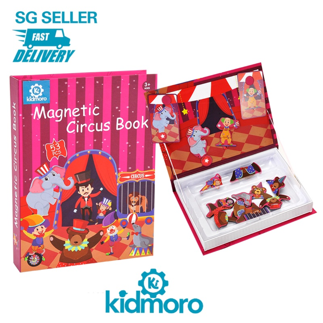 Kidmoro 53 Pcs. Magnetic Play-Book Circus Theme Learning Puzzle Game for Kids, Ages 3+