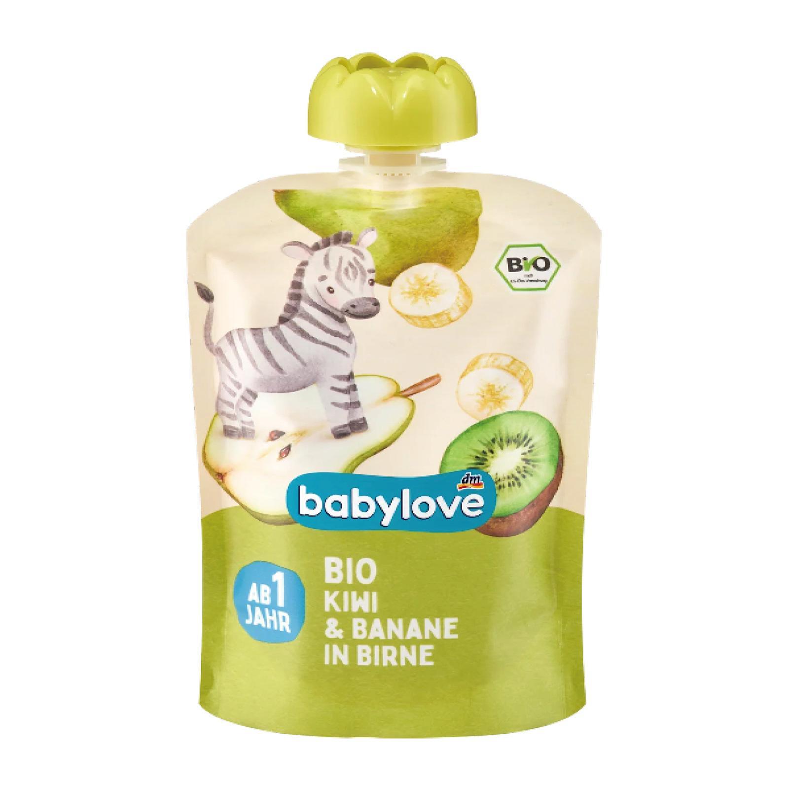 BabyLove Organic Pouch Puree Pear Kiwi Banana for Age 1+ Vegan 100g